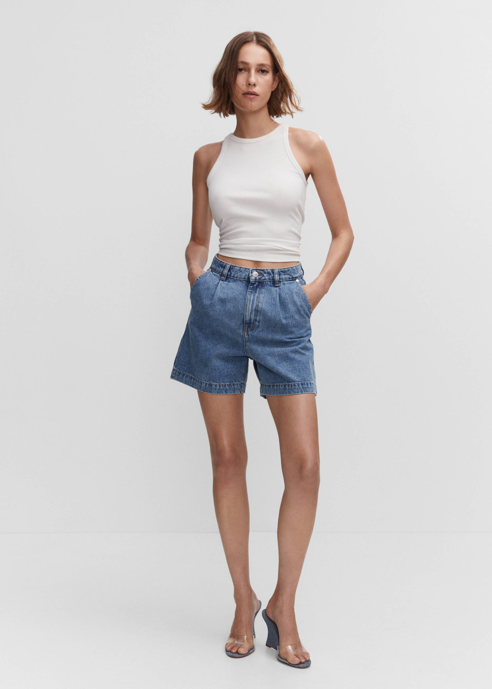 Slouchy denim shorts - General plane