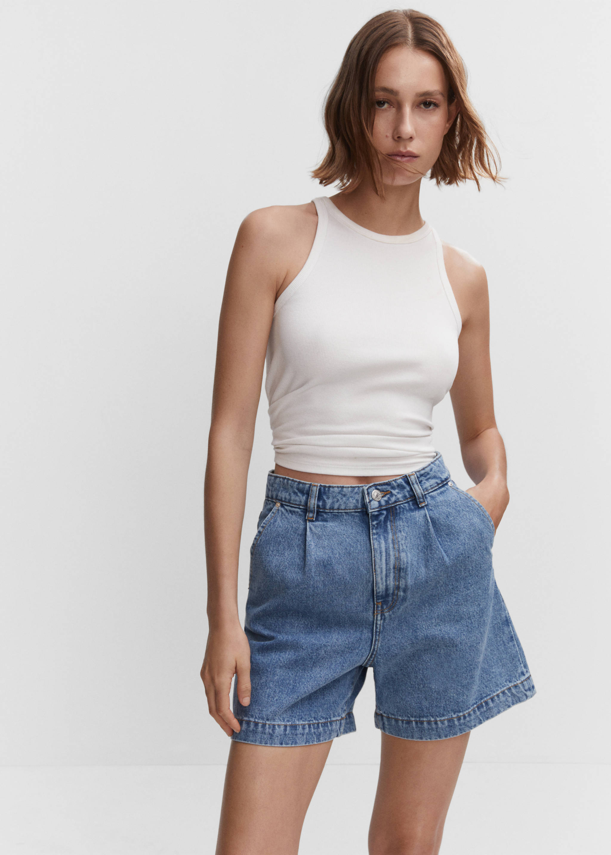 Slouchy denim shorts - Medium plane