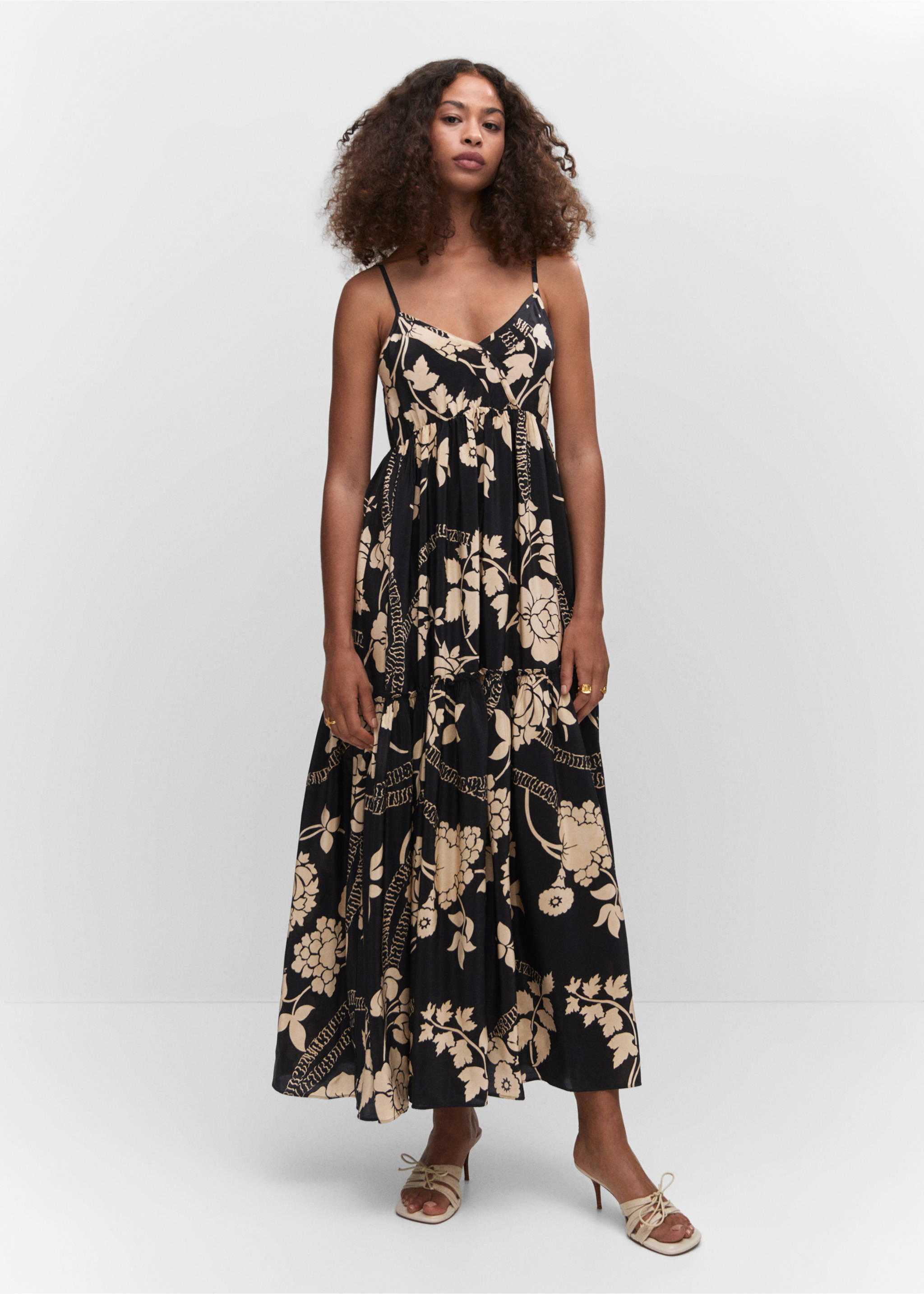 Printed flared dress - General plane, Black. Ref: 57010286-00.
