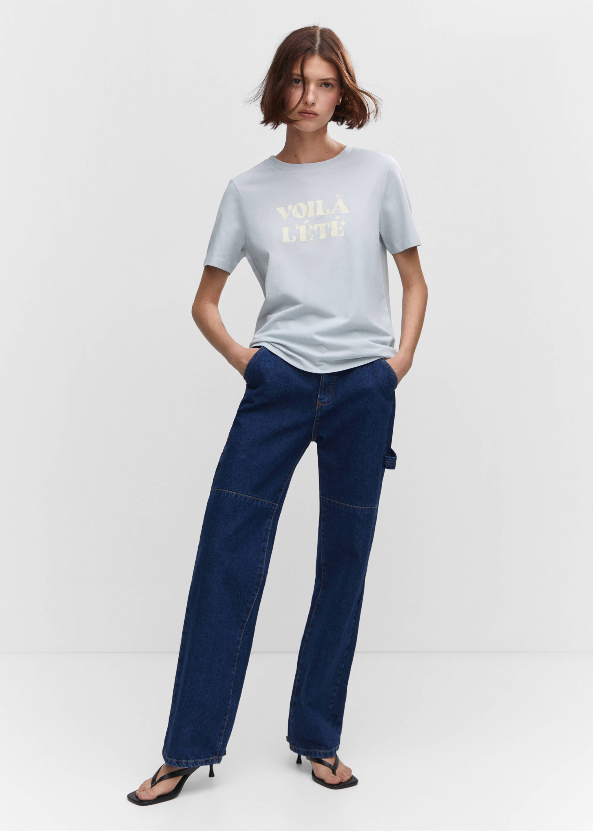 T-shirt en coton imprimé - Plan général, Bleu ciel. Ref: 57010317-00.