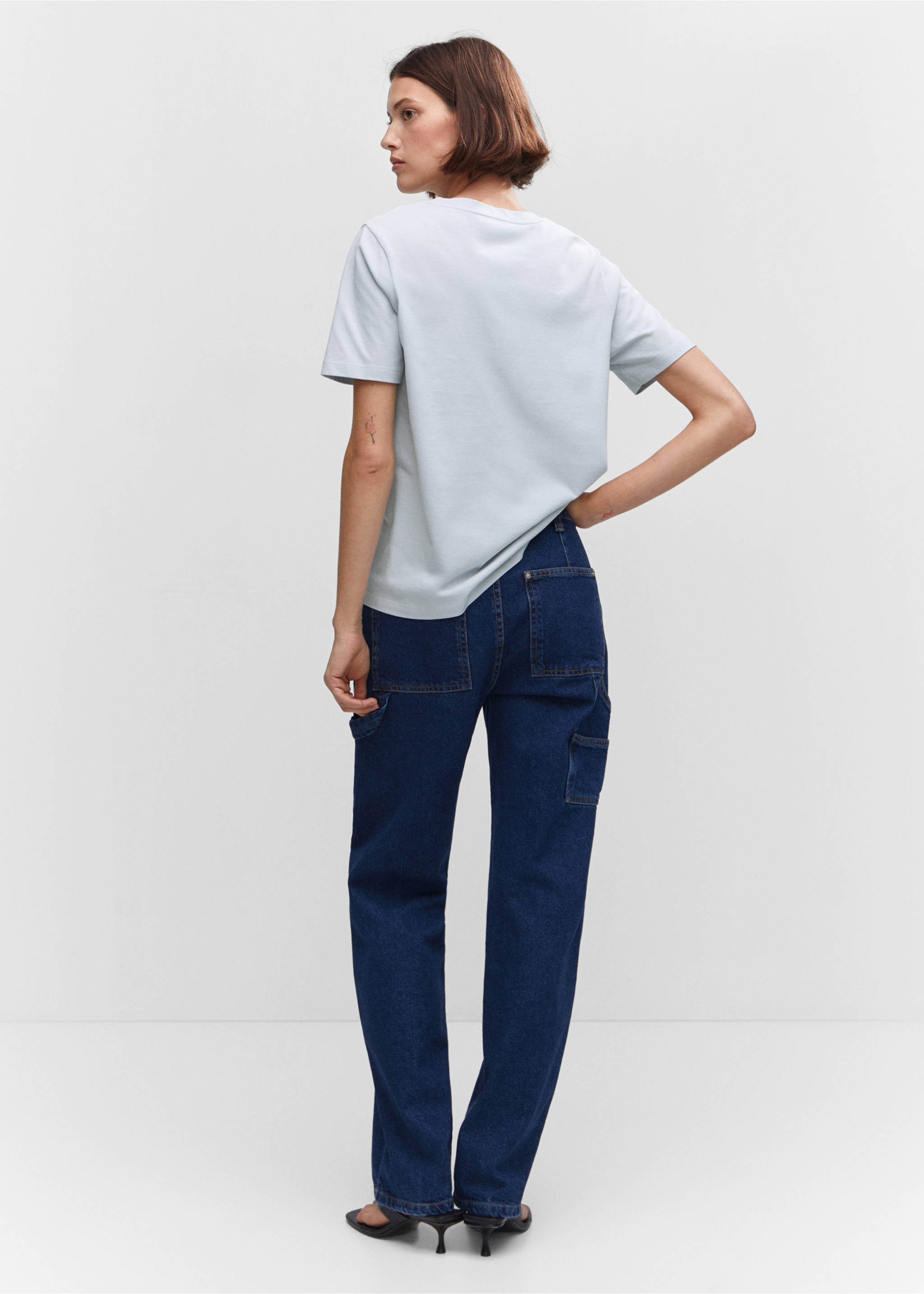T-shirt en coton imprimé - Verso de l’article, Bleu ciel. Ref: 57010317-00.