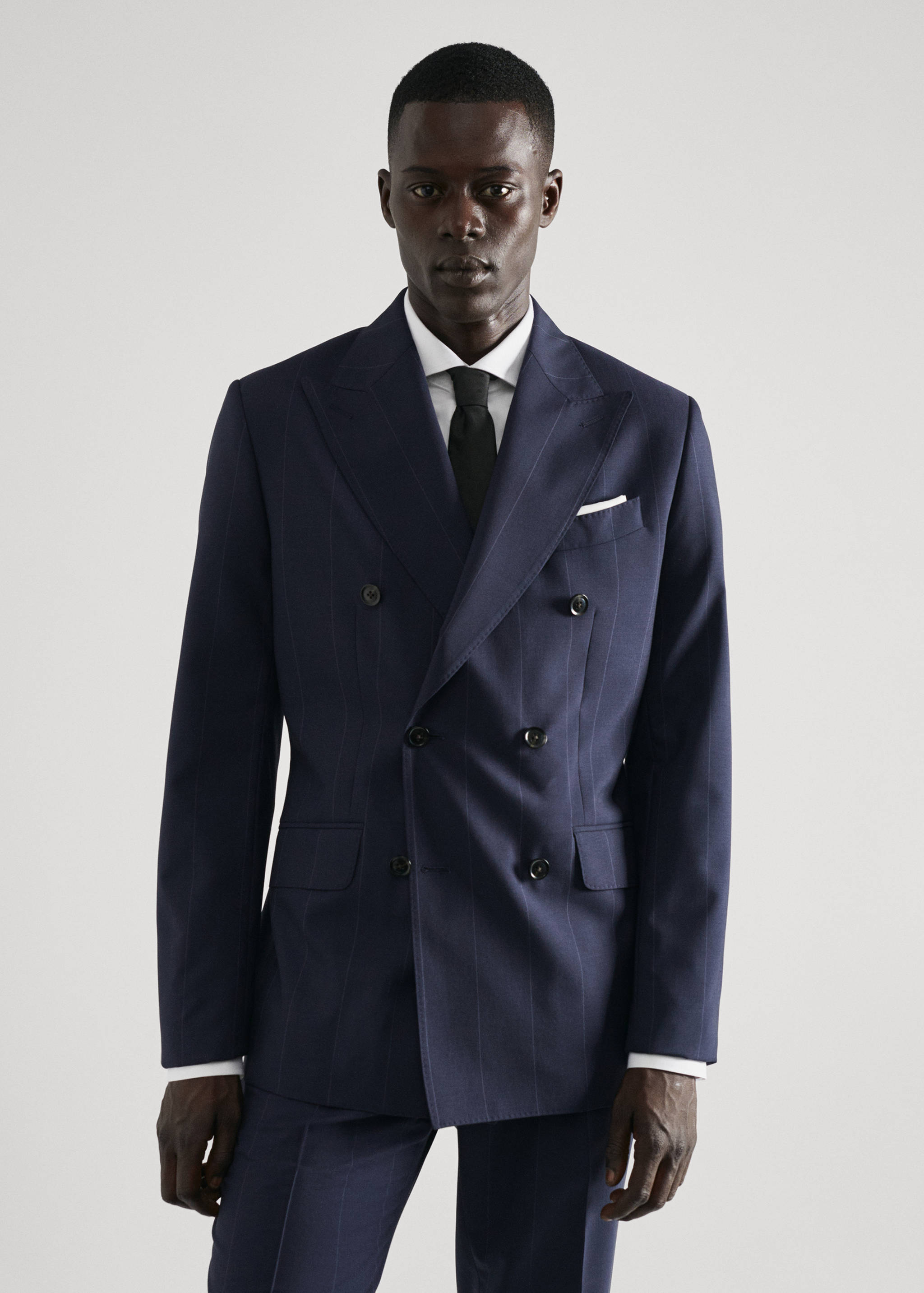 Veste costume croisée laine vierge - Plan moyen