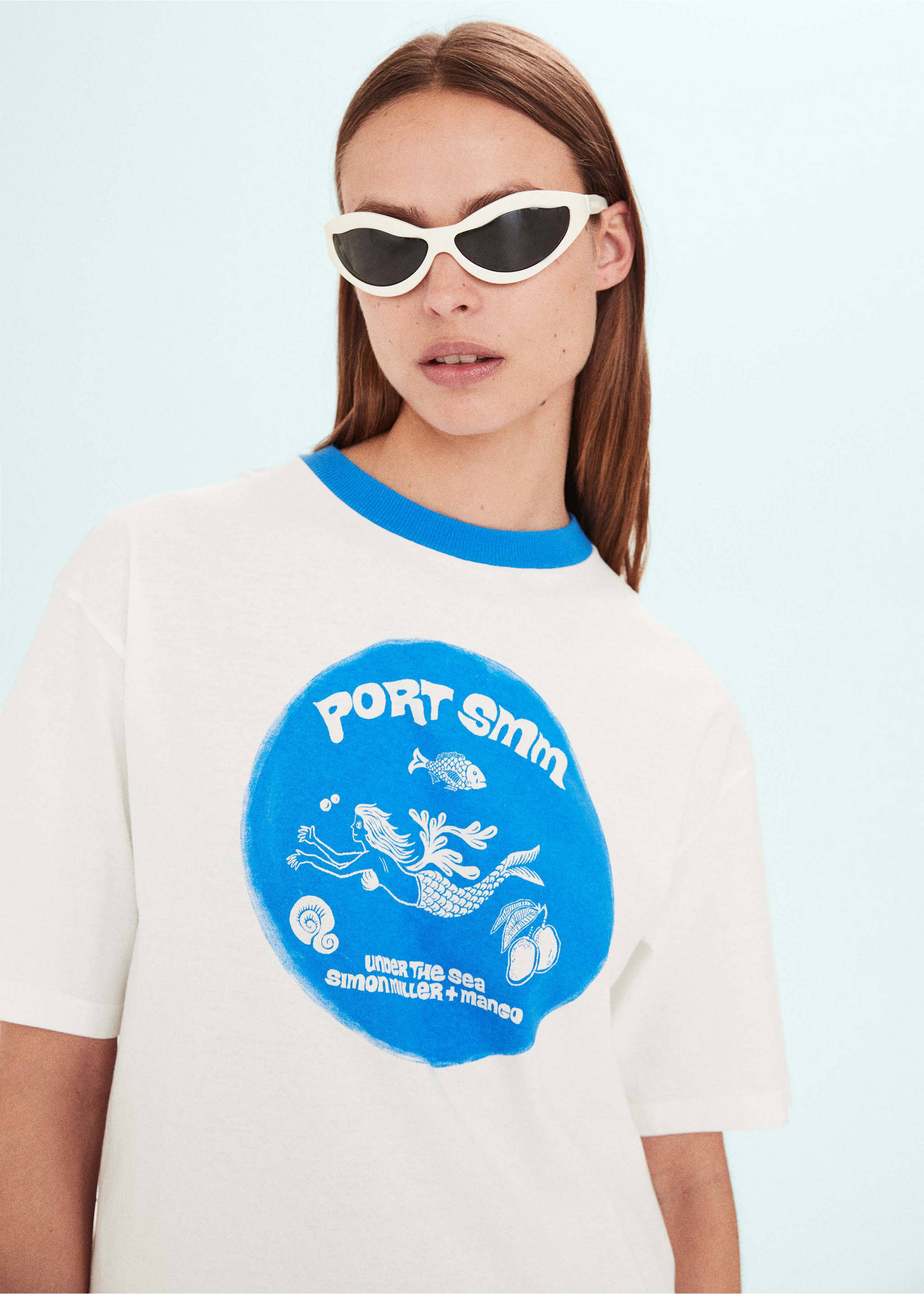 Printed oversize t-shirt - Reverse of the article, Blue. Ref: 57010466-00.
