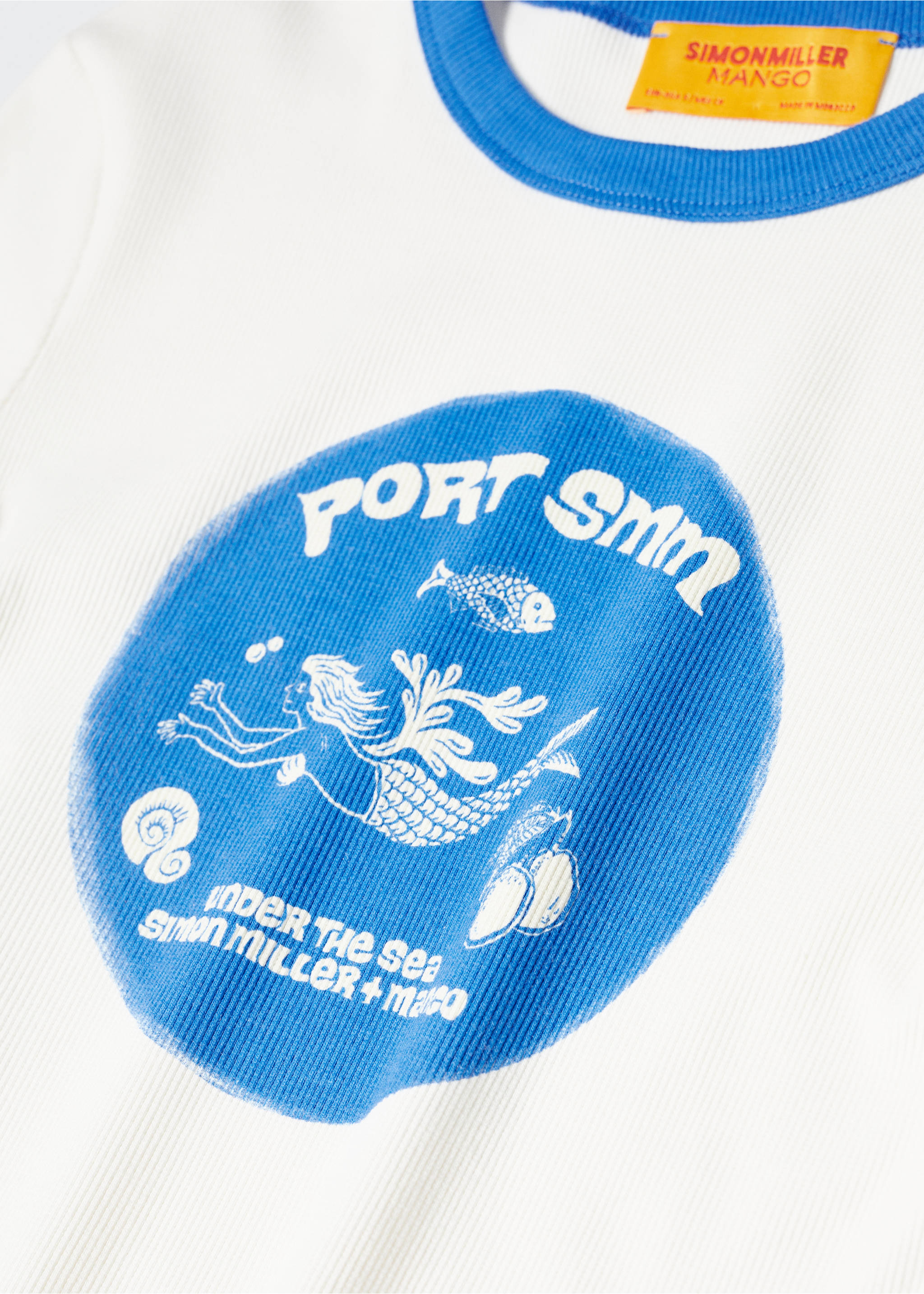 Printed cropped t-shirt - Details of the article 8, Blue. Ref: 57010467-00.