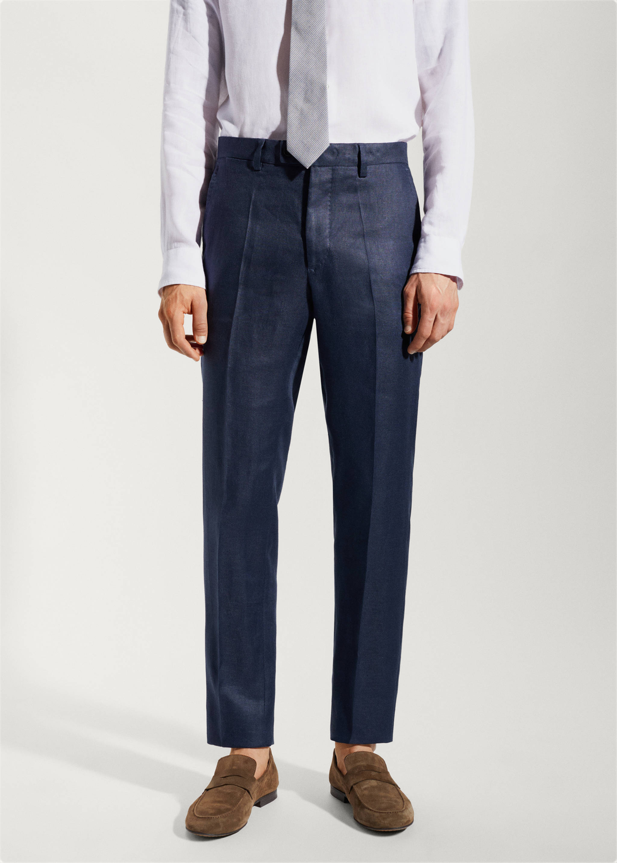 100% linen suit trousers - Medium plane