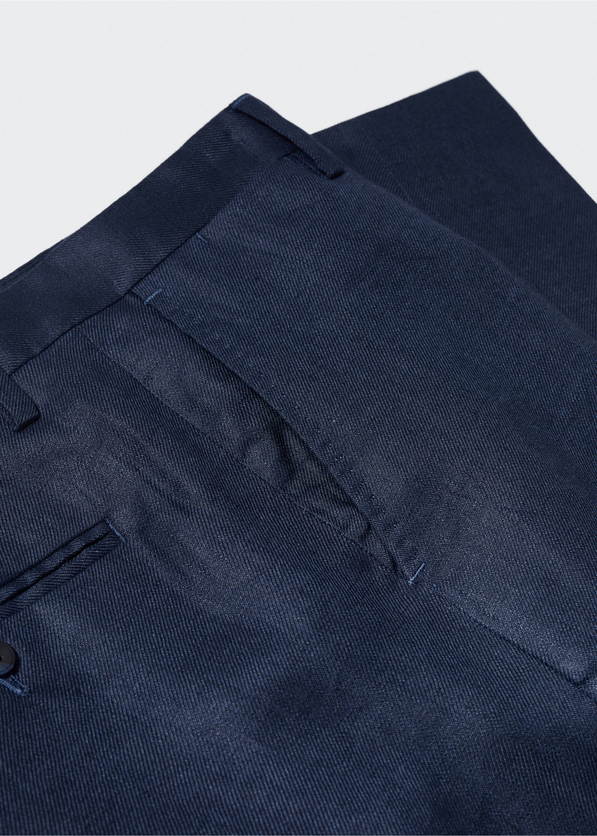 100% linen suit trousers - Details of the article 8, Navy. Ref: 57010554-00.