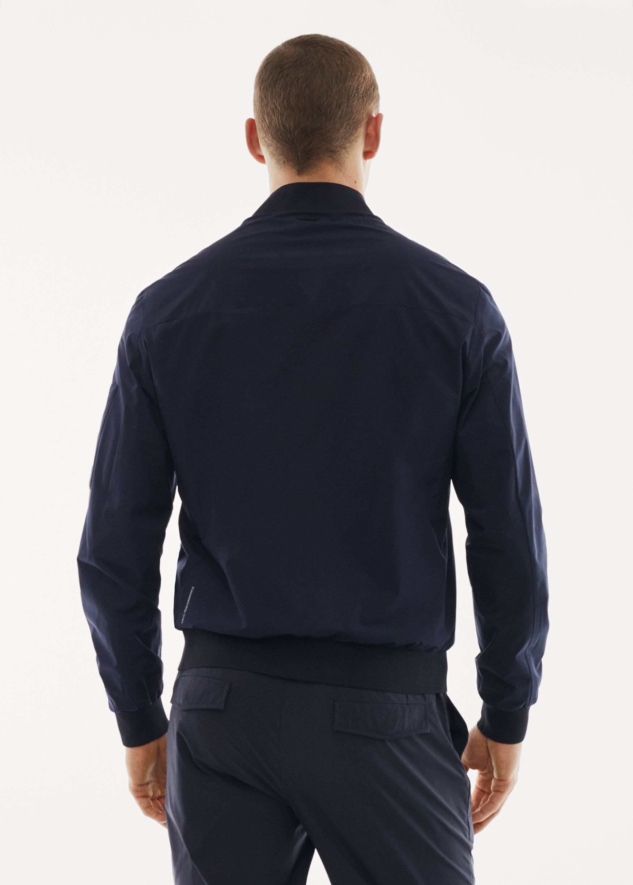 Bomber jacket made of water-repellent technical fabric - Reverse of the article