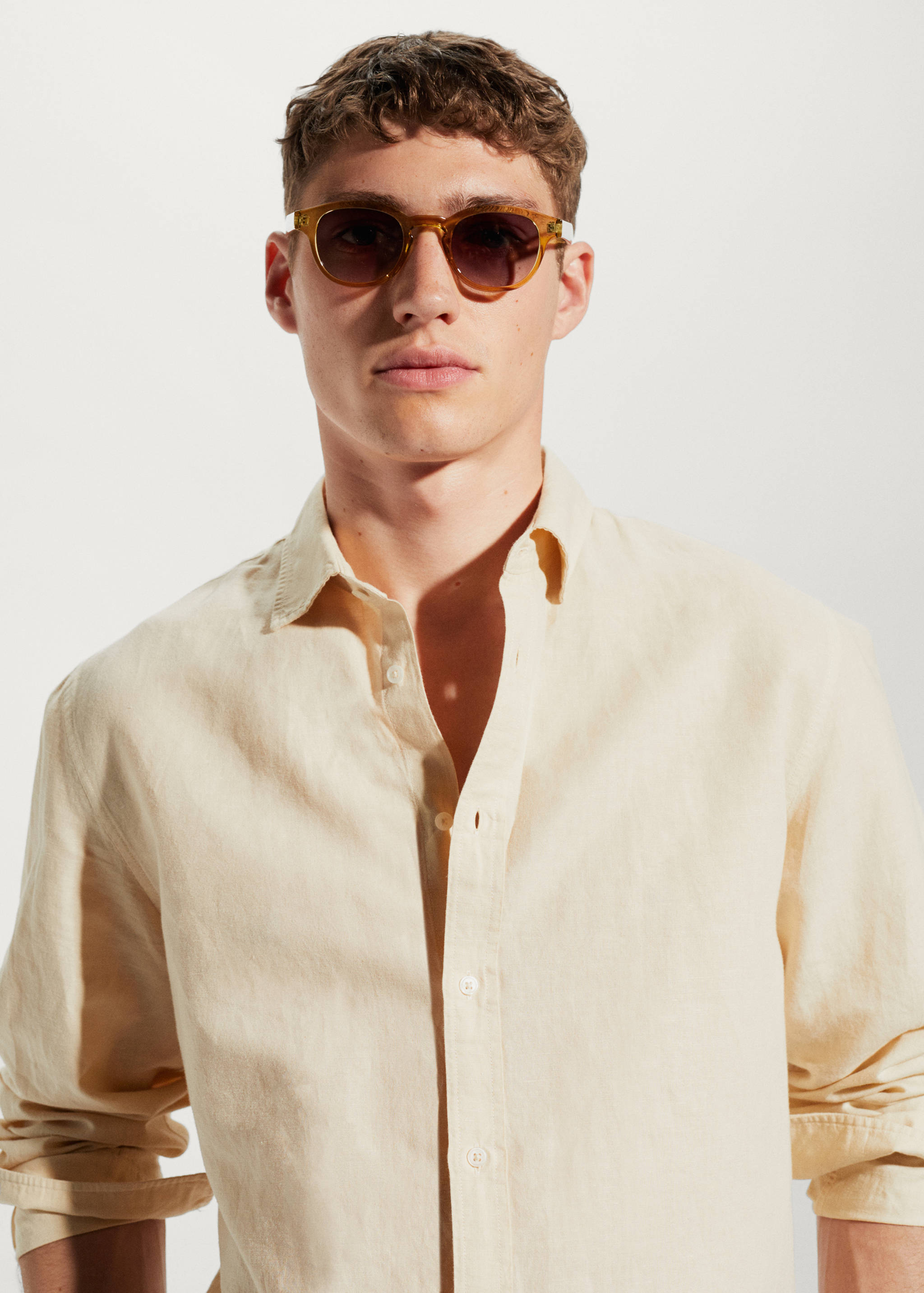 Regular-fit linen cotton shirt - Details of the article 1
