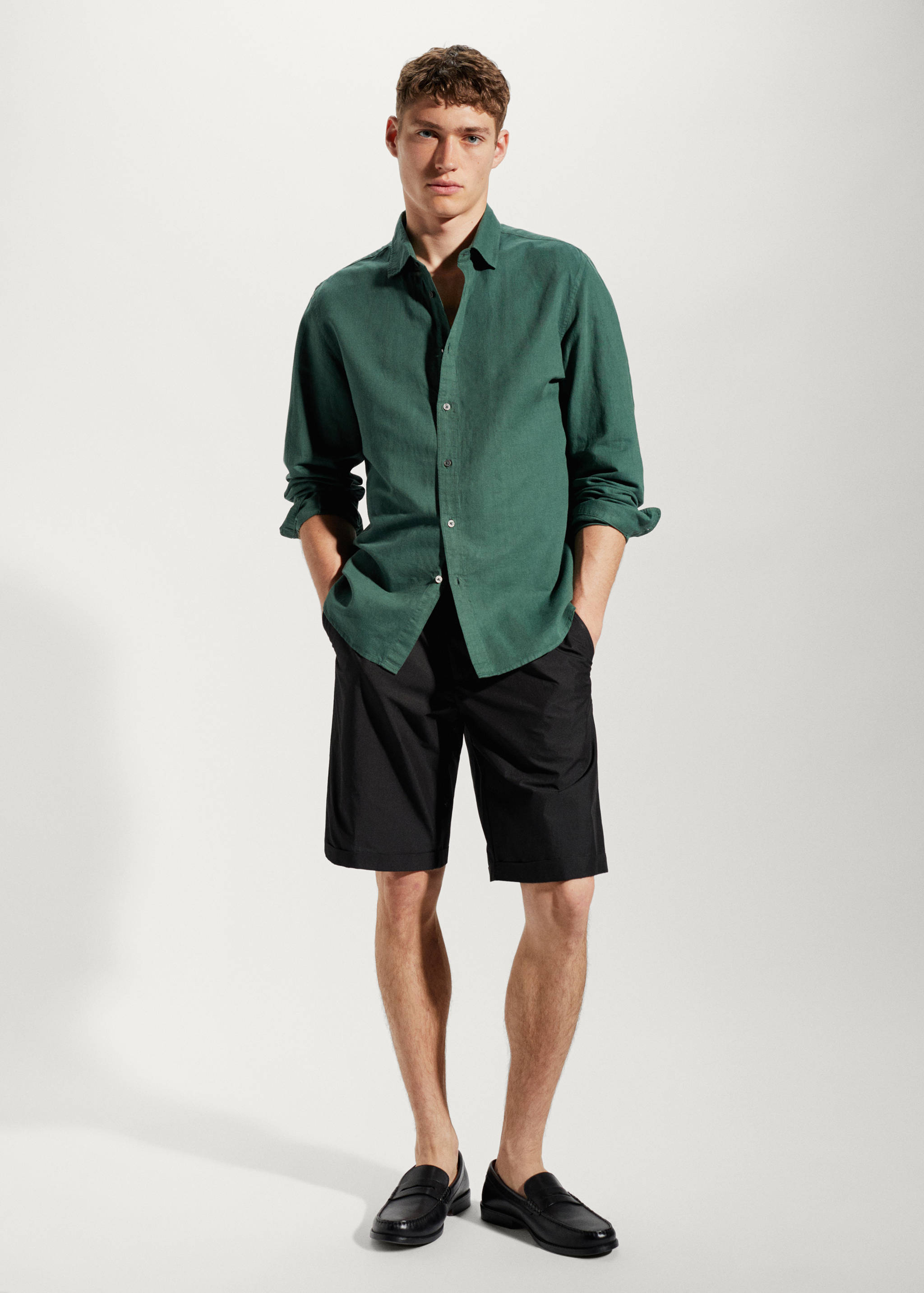 Regular-fit linen cotton shirt - General plane