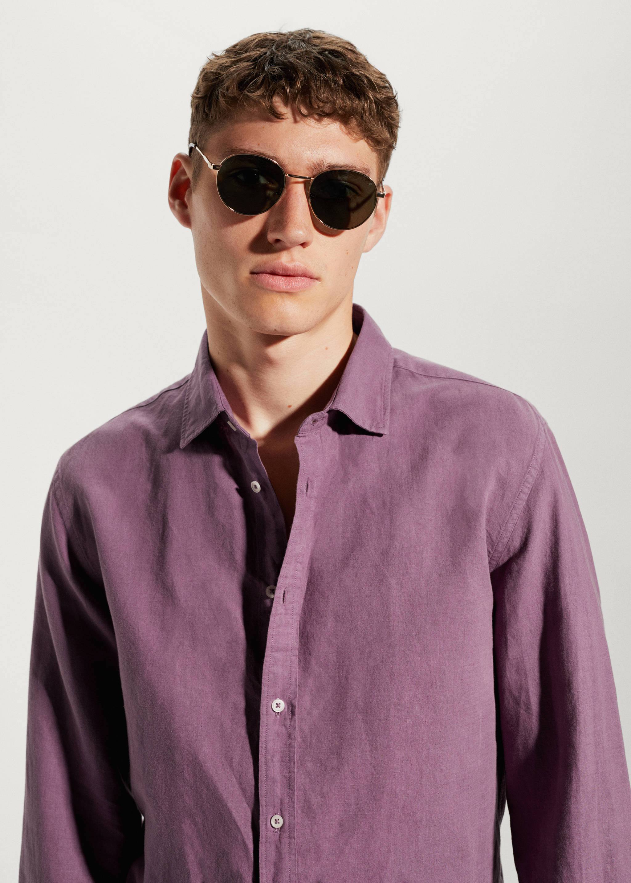 Regular-fit linen cotton shirt - Details of the article 1