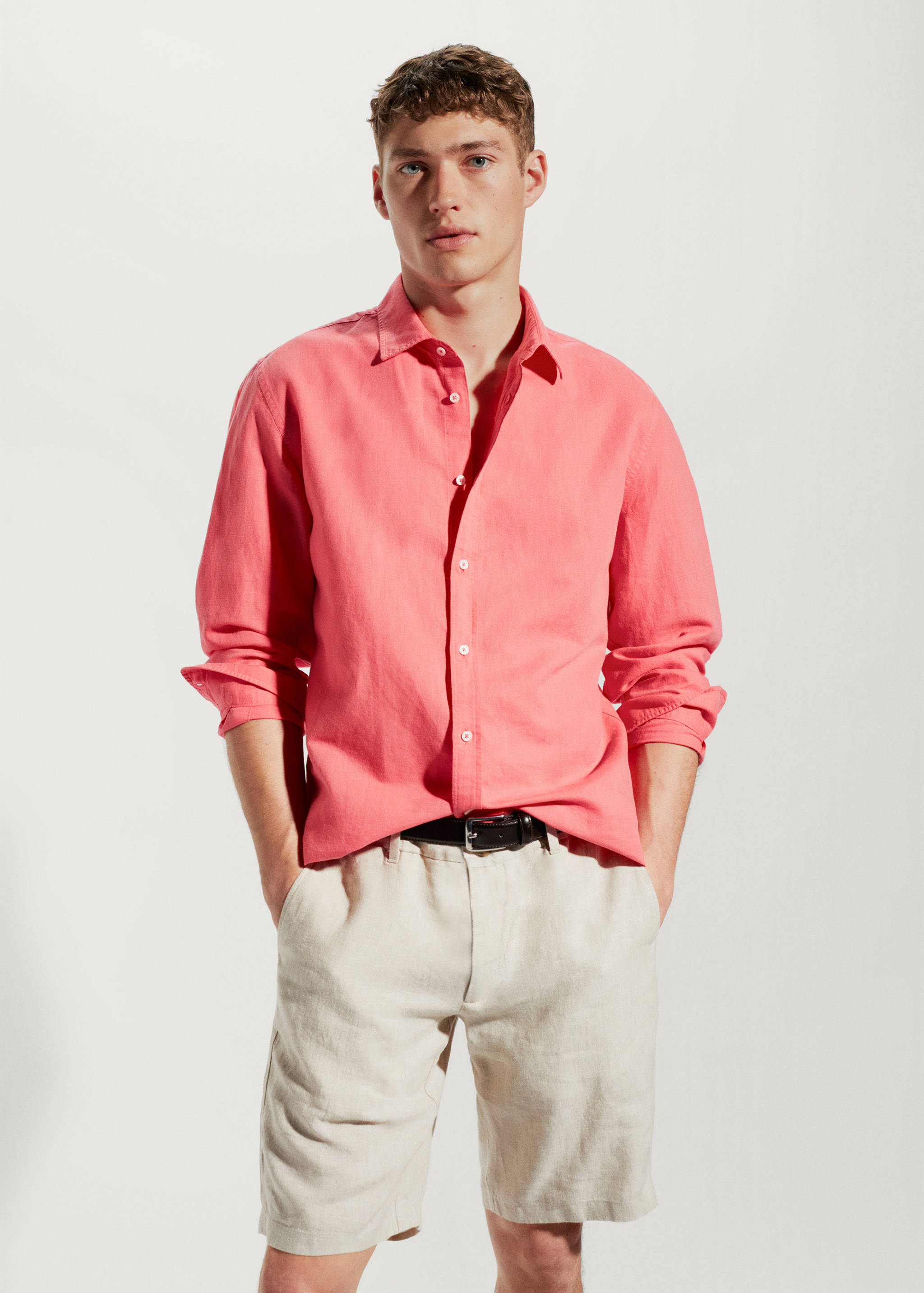 Regular-fit linen cotton shirt - Medium plane