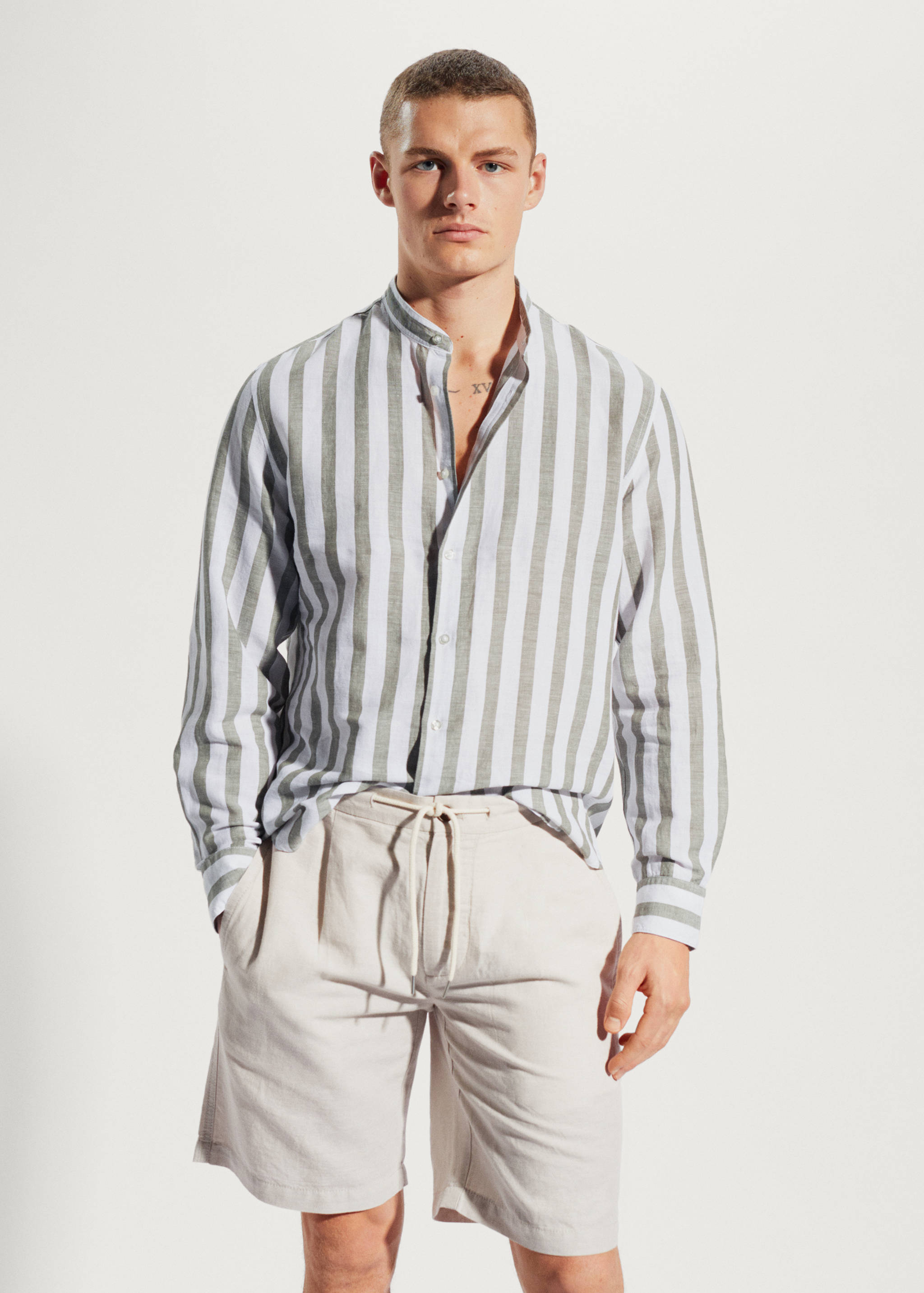 Regular-fit striped linen shirt - Medium plane