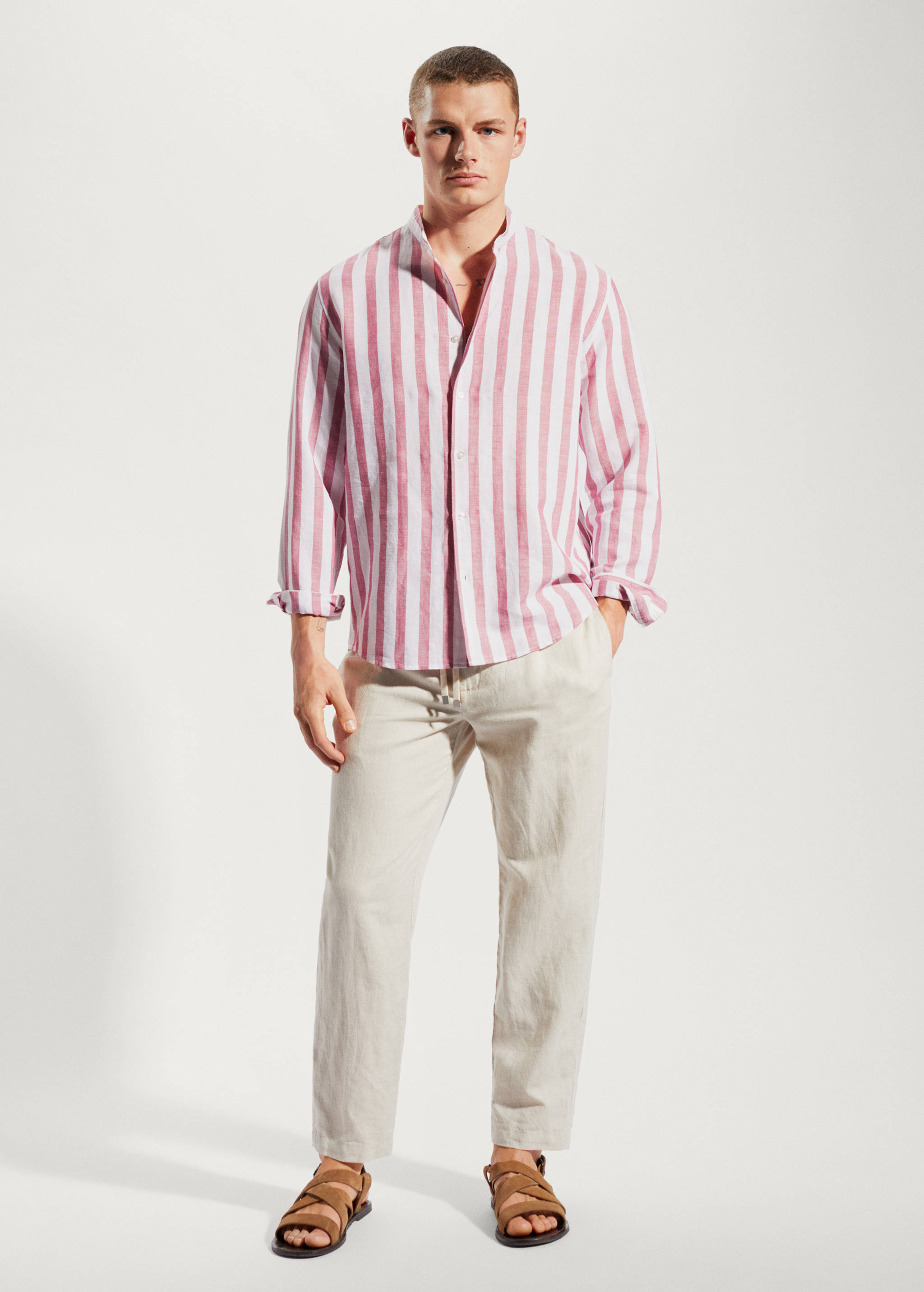 Regular-fit striped linen shirt - General plane