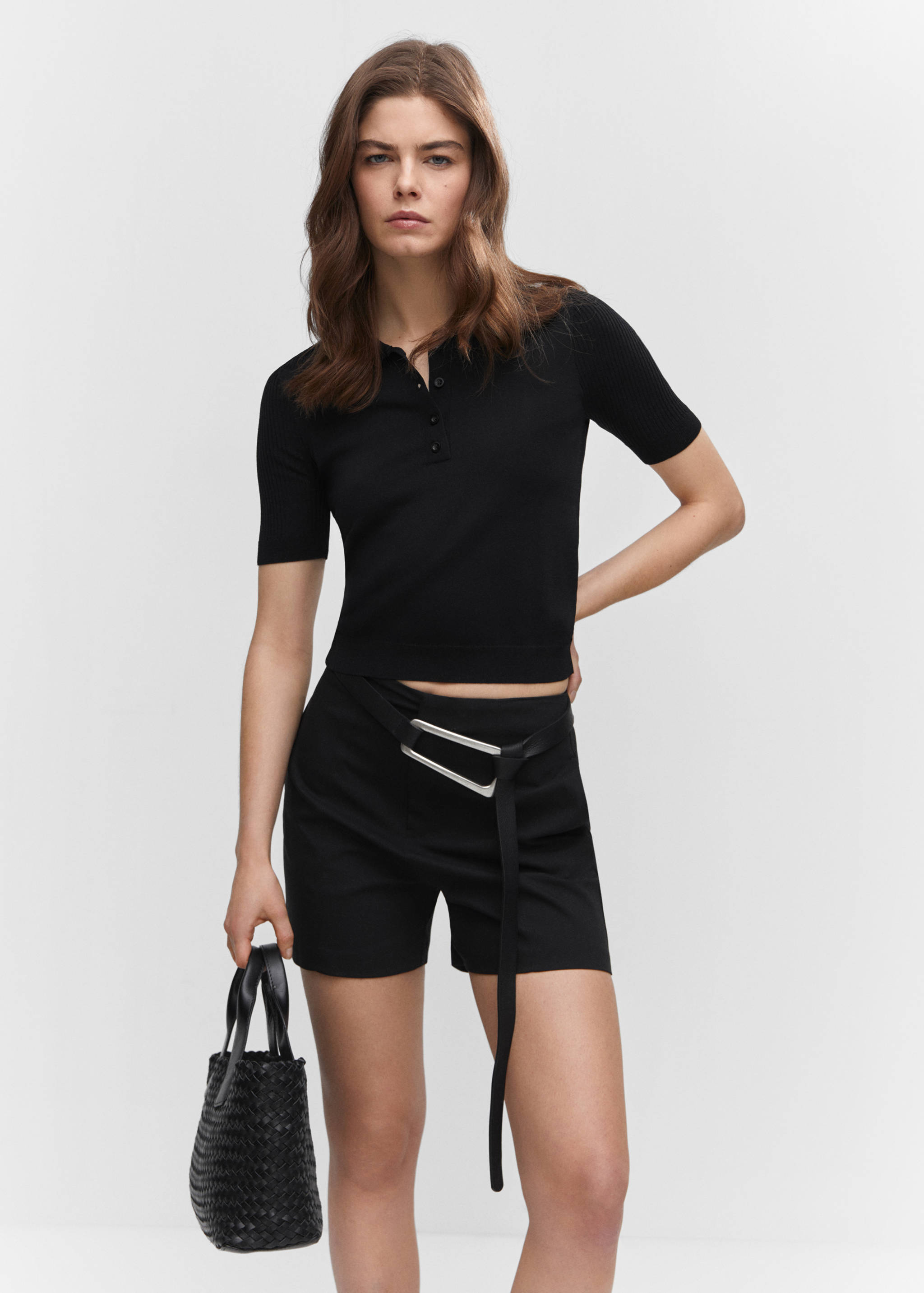 High-waist straight shorts - Medium plane