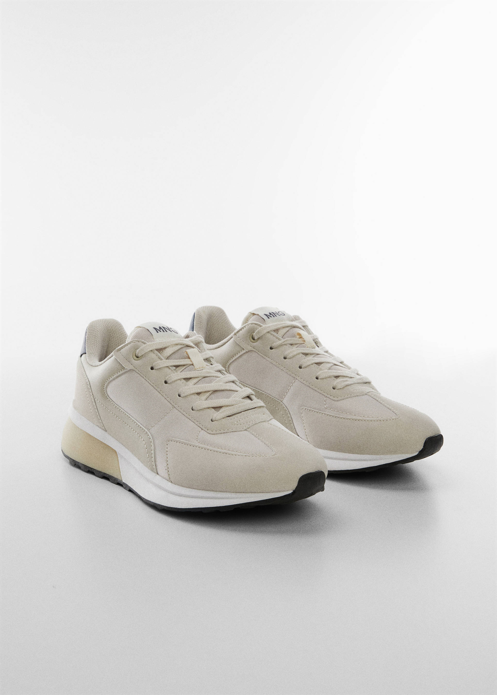 皮革混合元素运动鞋 - null