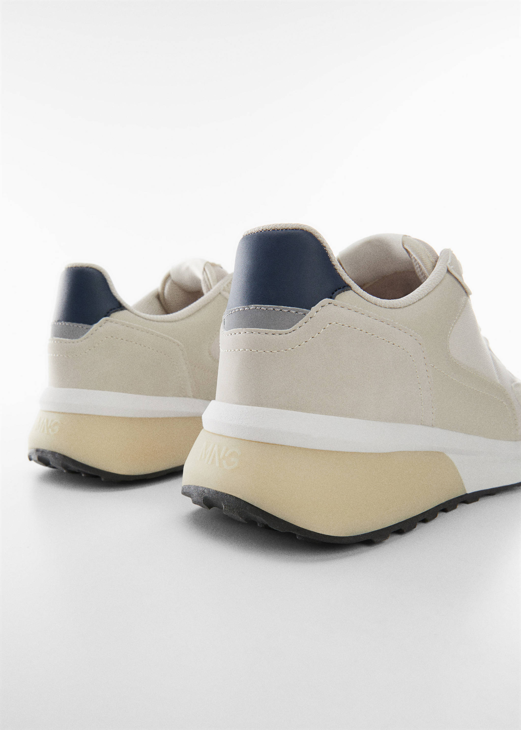 皮革混合元素运动鞋 - null