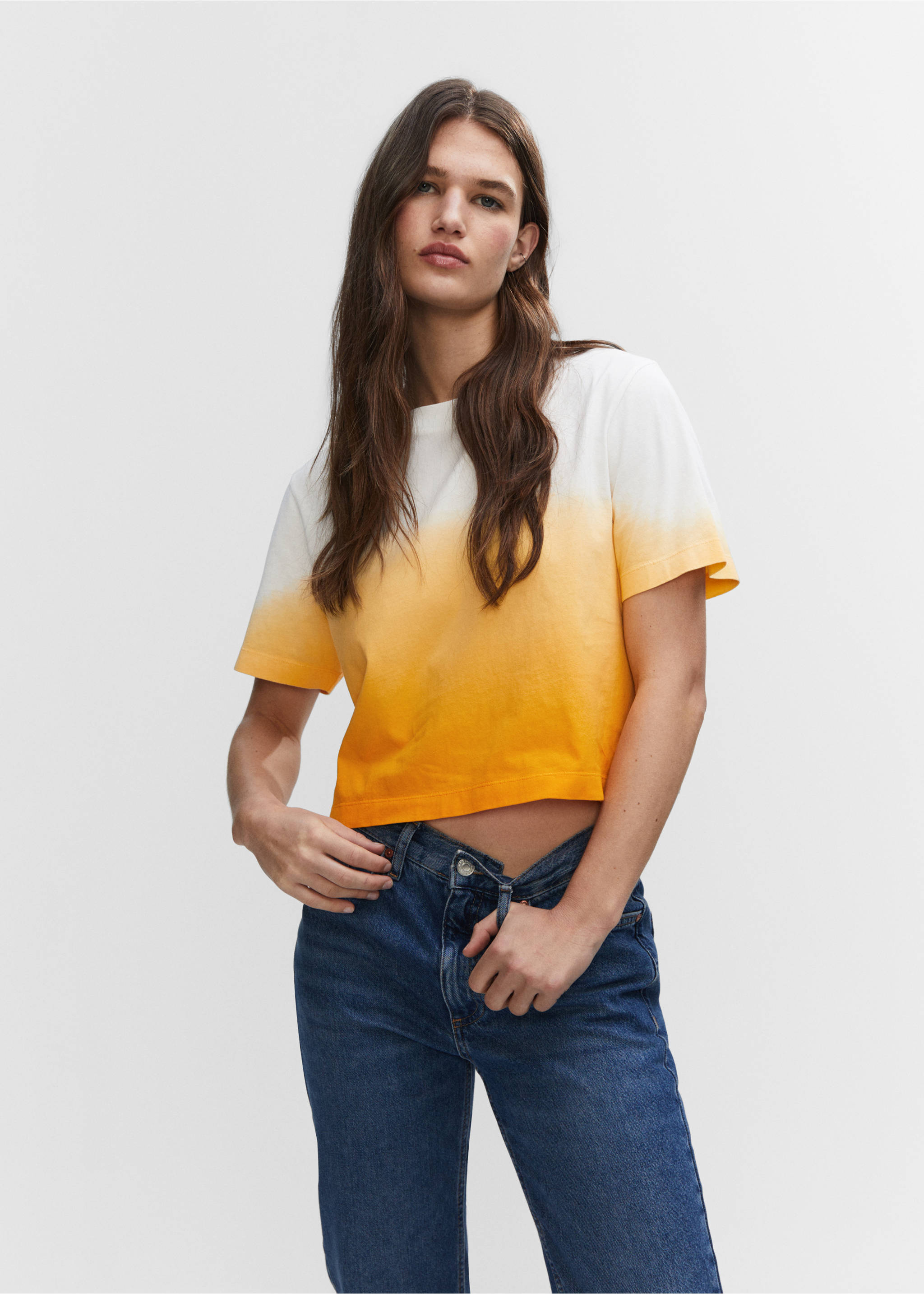 Cotton ombré t-shirt - Medium plane, Orange. Ref: 57010643-00.