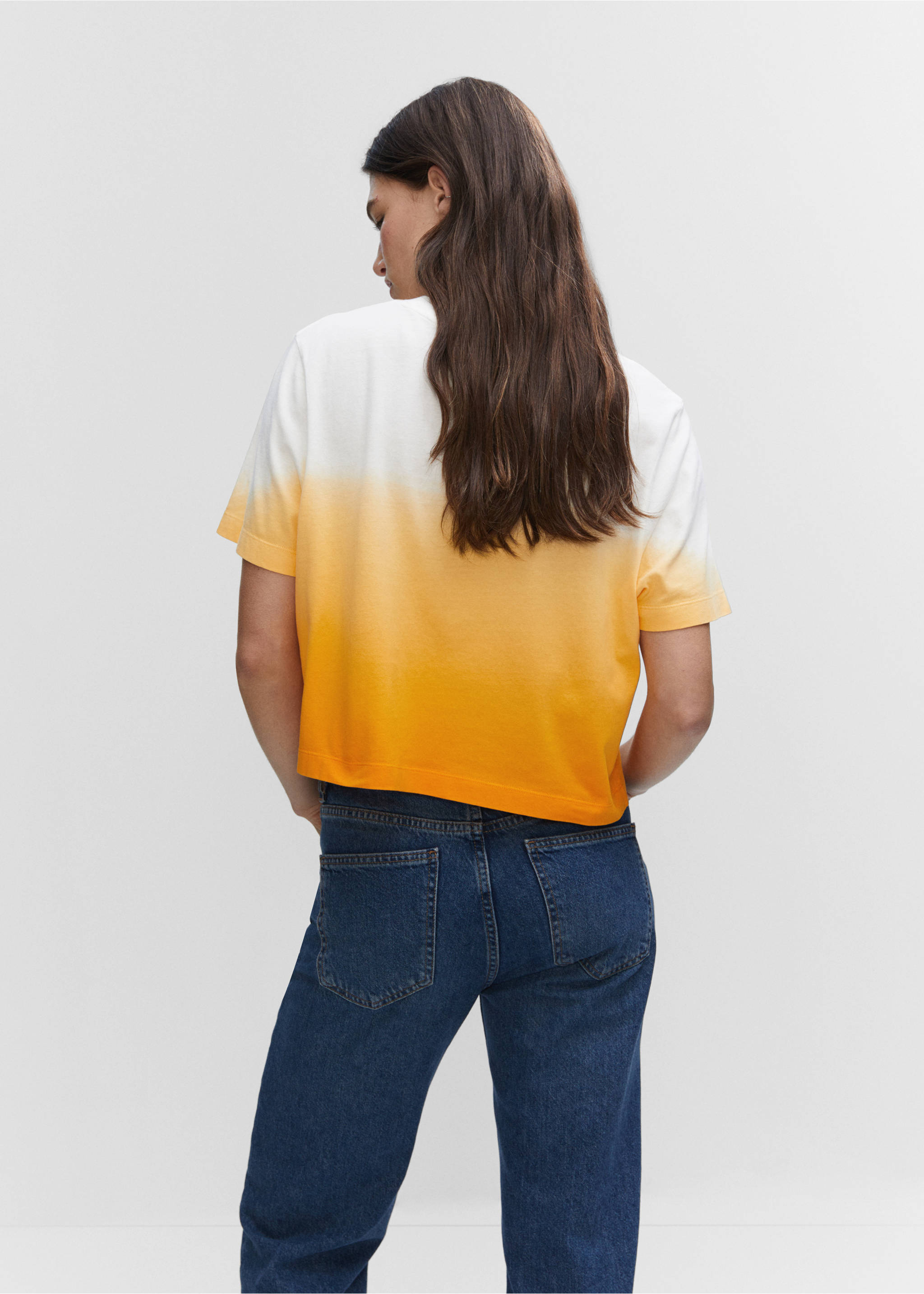 Cotton ombré t-shirt - Reverse of the article, Orange. Ref: 57010643-00.