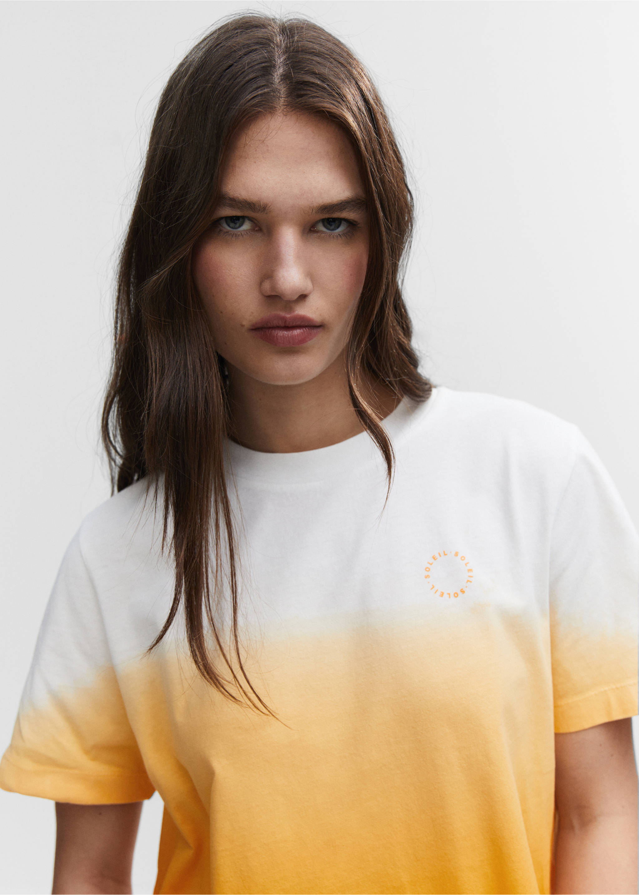 Cotton ombré t-shirt - Details of the article 1, Orange. Ref: 57010643-00.