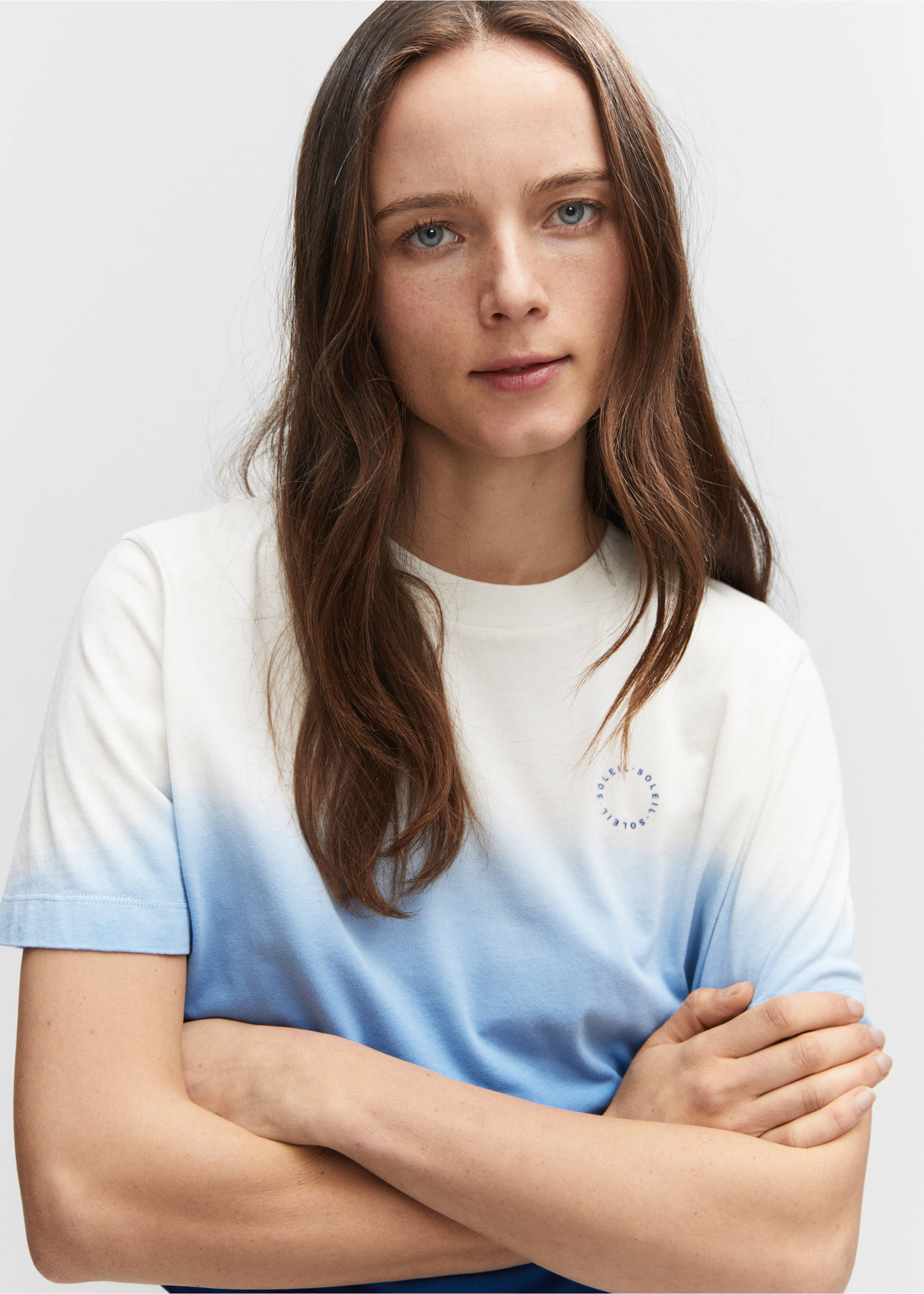 Cotton ombré t-shirt - Details of the article 1, Blue. Ref: 57010643-00.