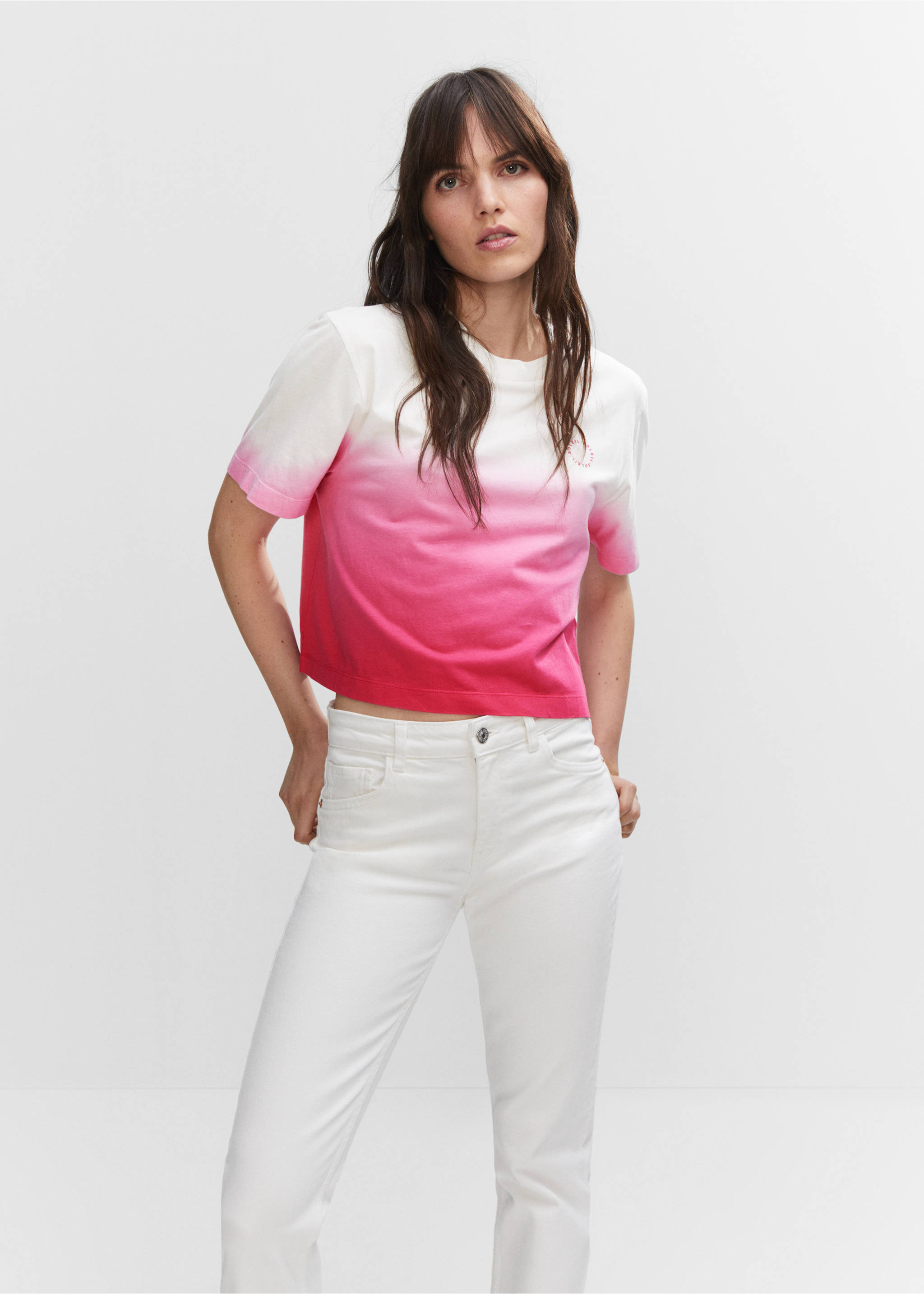 Cotton ombré t-shirt - Medium plane, Fuchsia. Ref: 57010643-00.