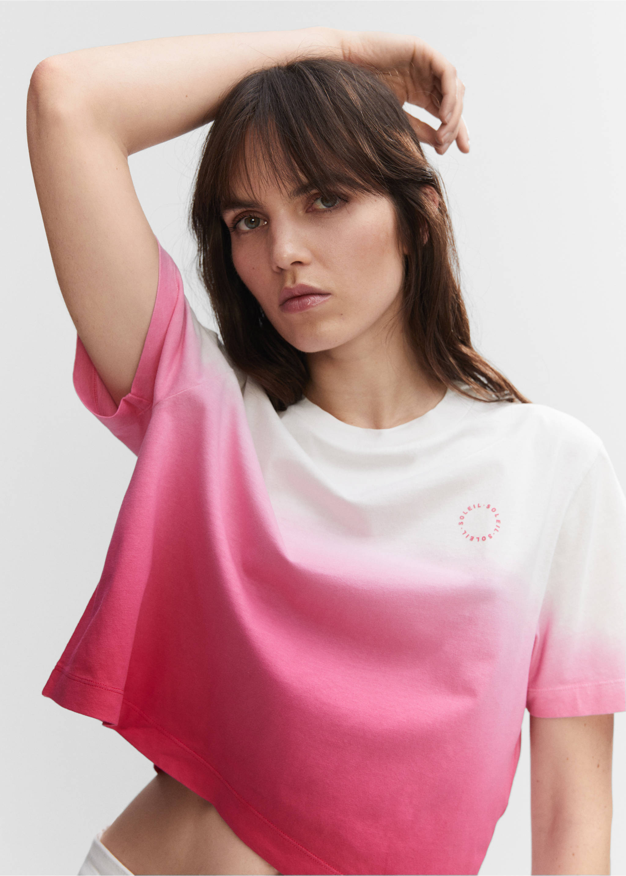 Cotton ombré t-shirt - Reverse of the article, Fuchsia. Ref: 57010643-00.