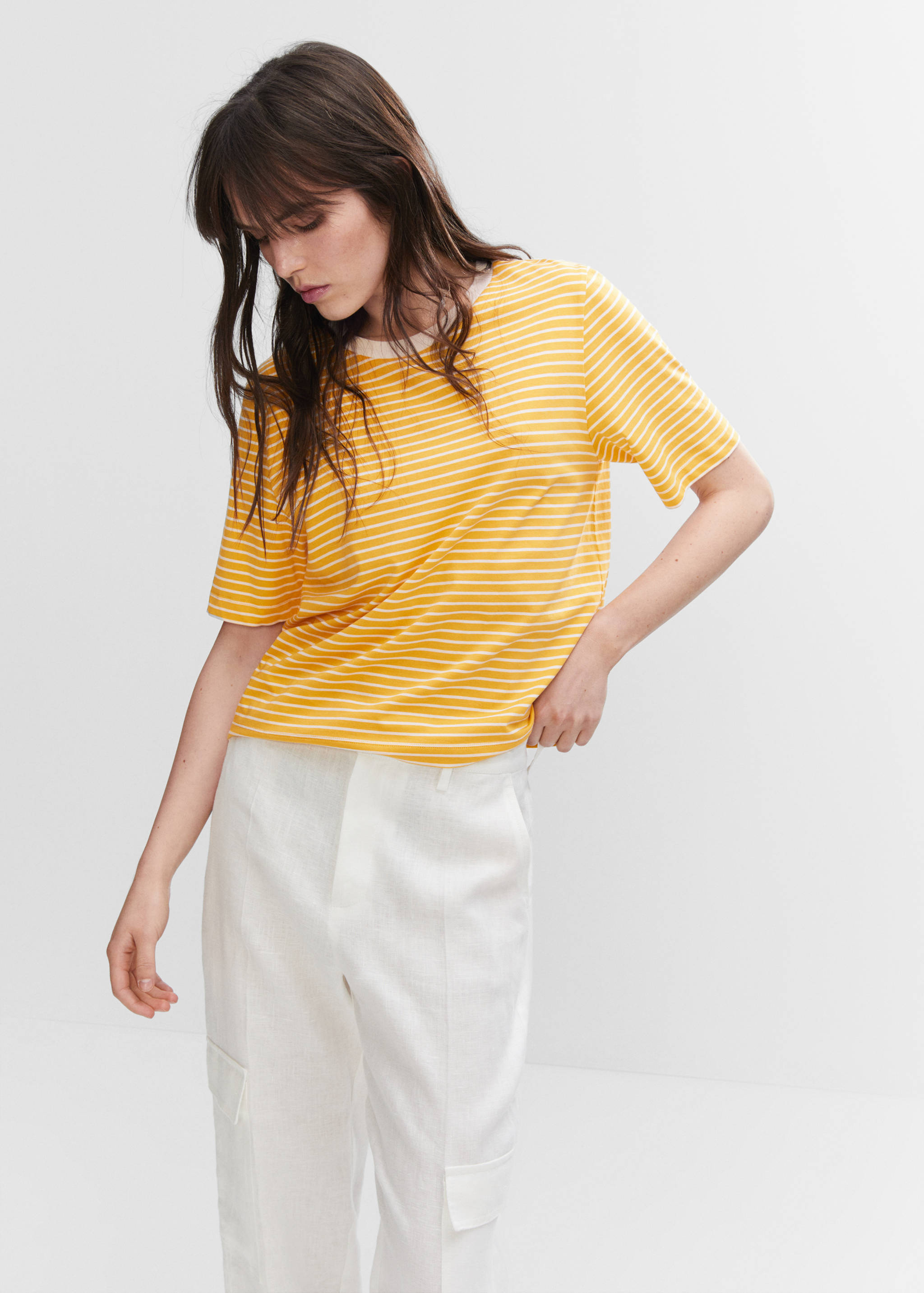 Striped cotton T-shirt - Medium plane