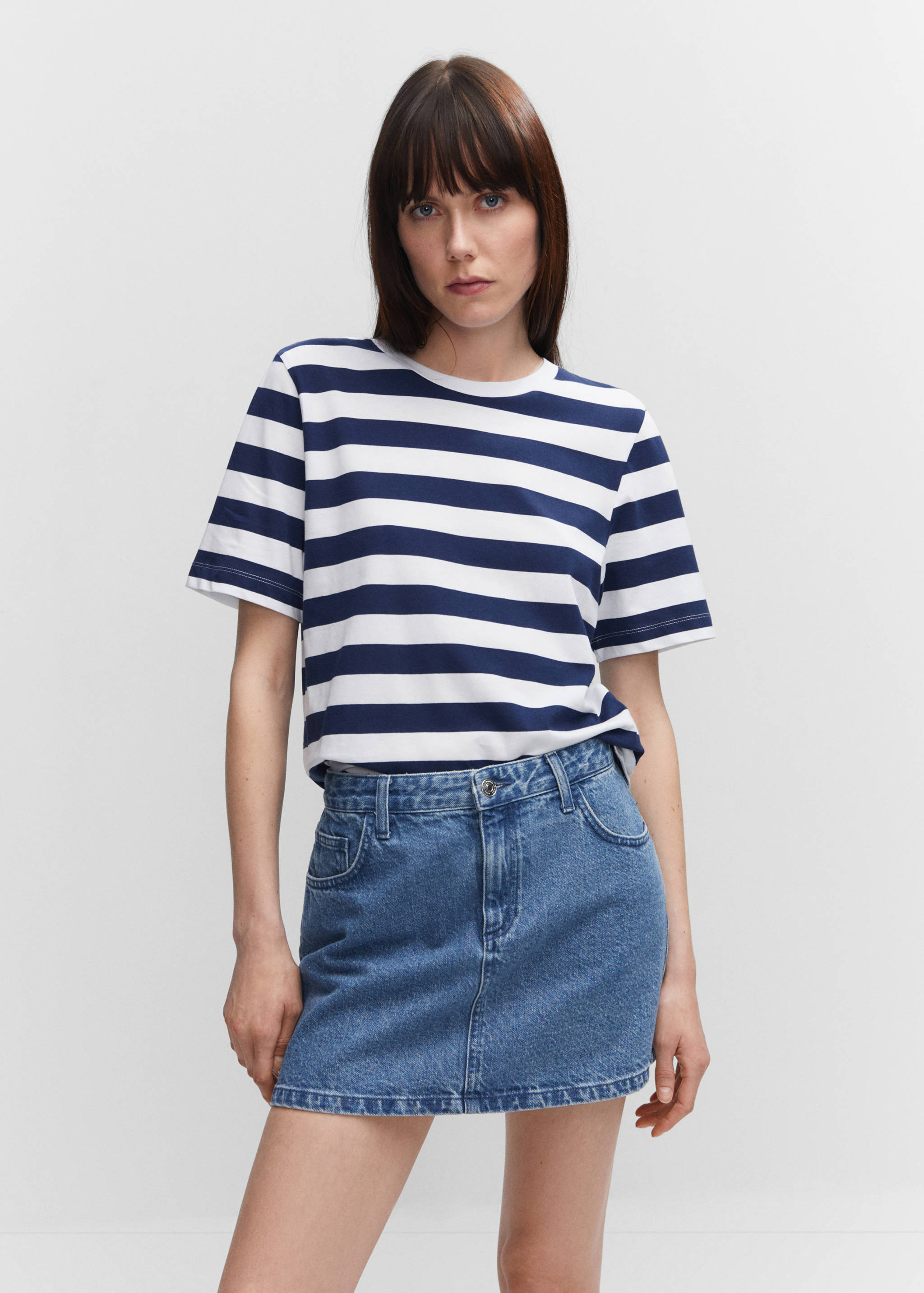 Striped cotton T-shirt - Medium plane