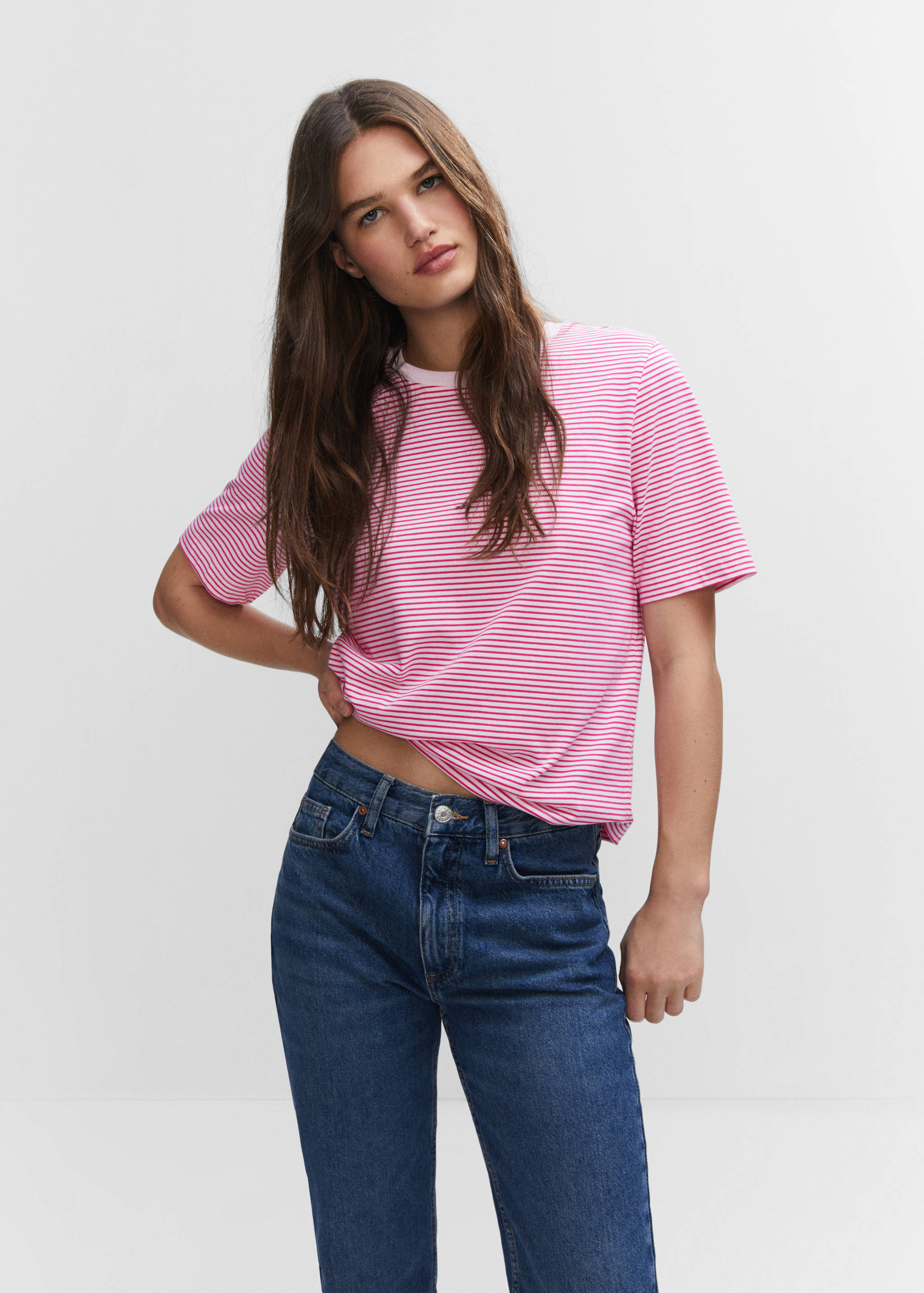 Striped cotton T-shirt - Medium plane
