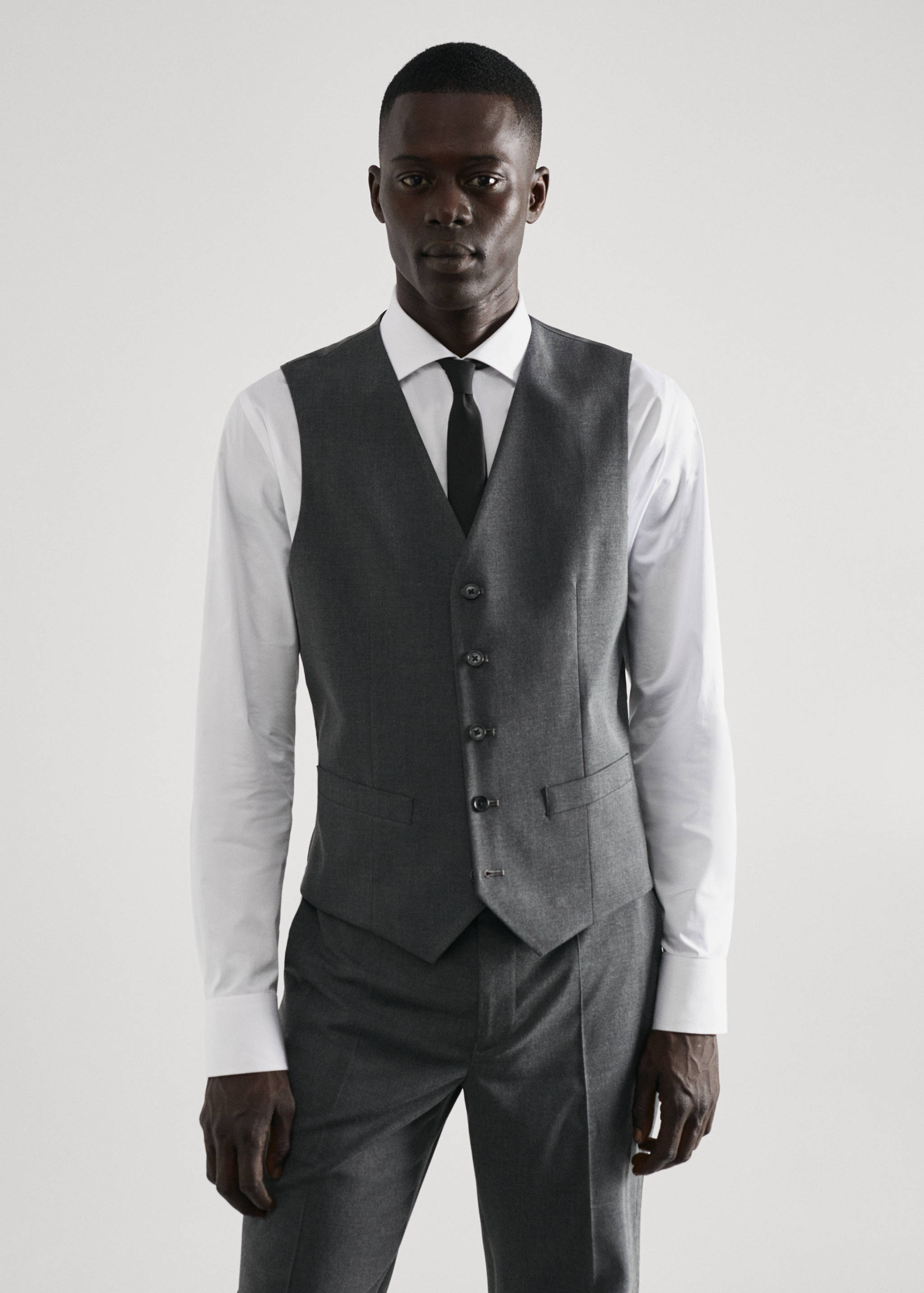 Slim-fit suit waistcoat - Medium plane