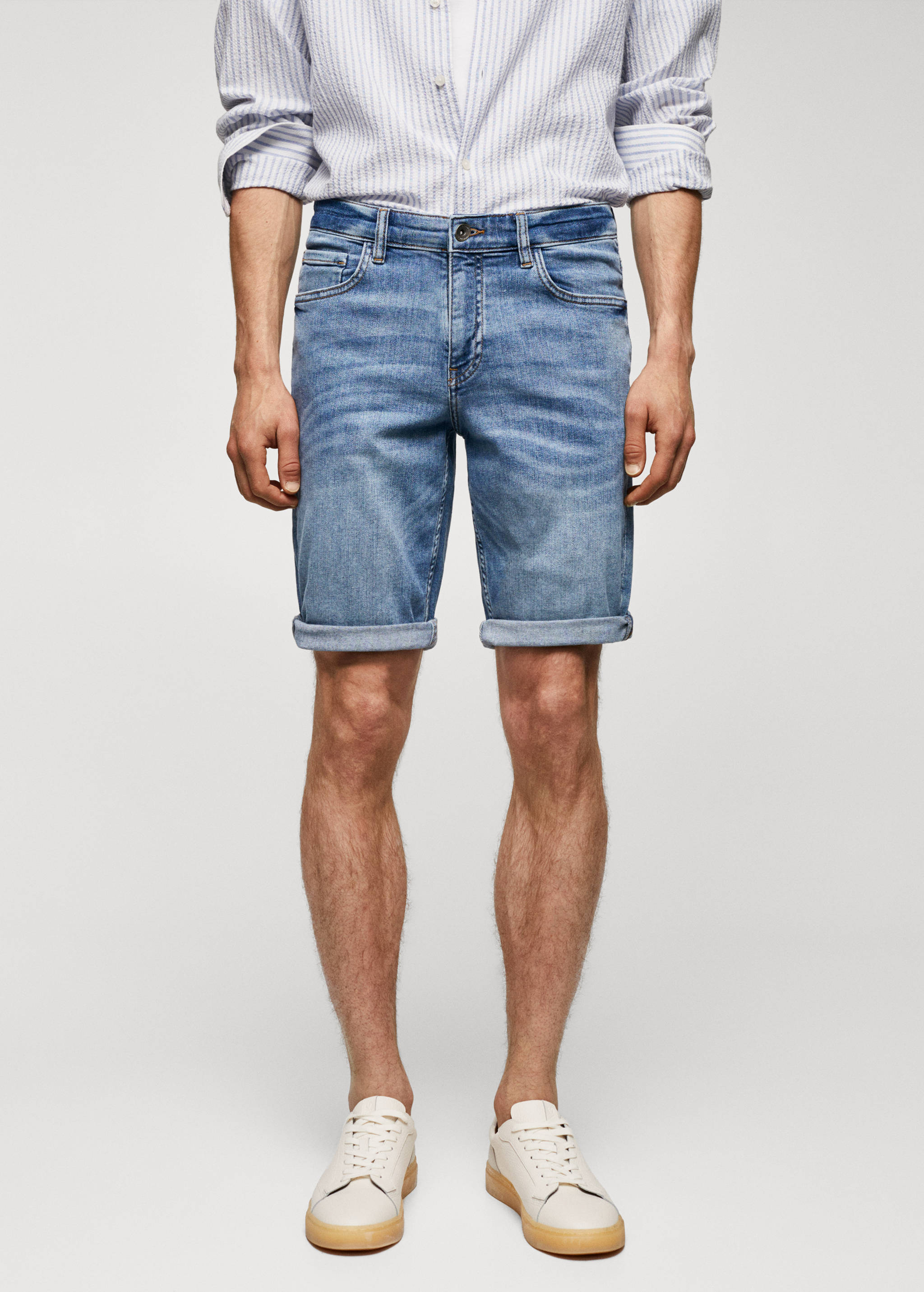 Slim-fit denim bermuda shorts - Men | MANGO China