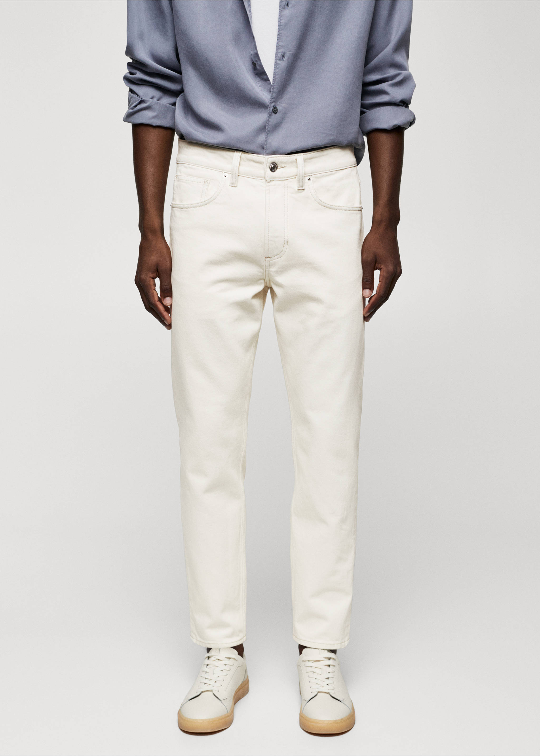 Jeans Ben tapered cropped - Plano medio, Blanco roto. Ref: 57010699-00.
