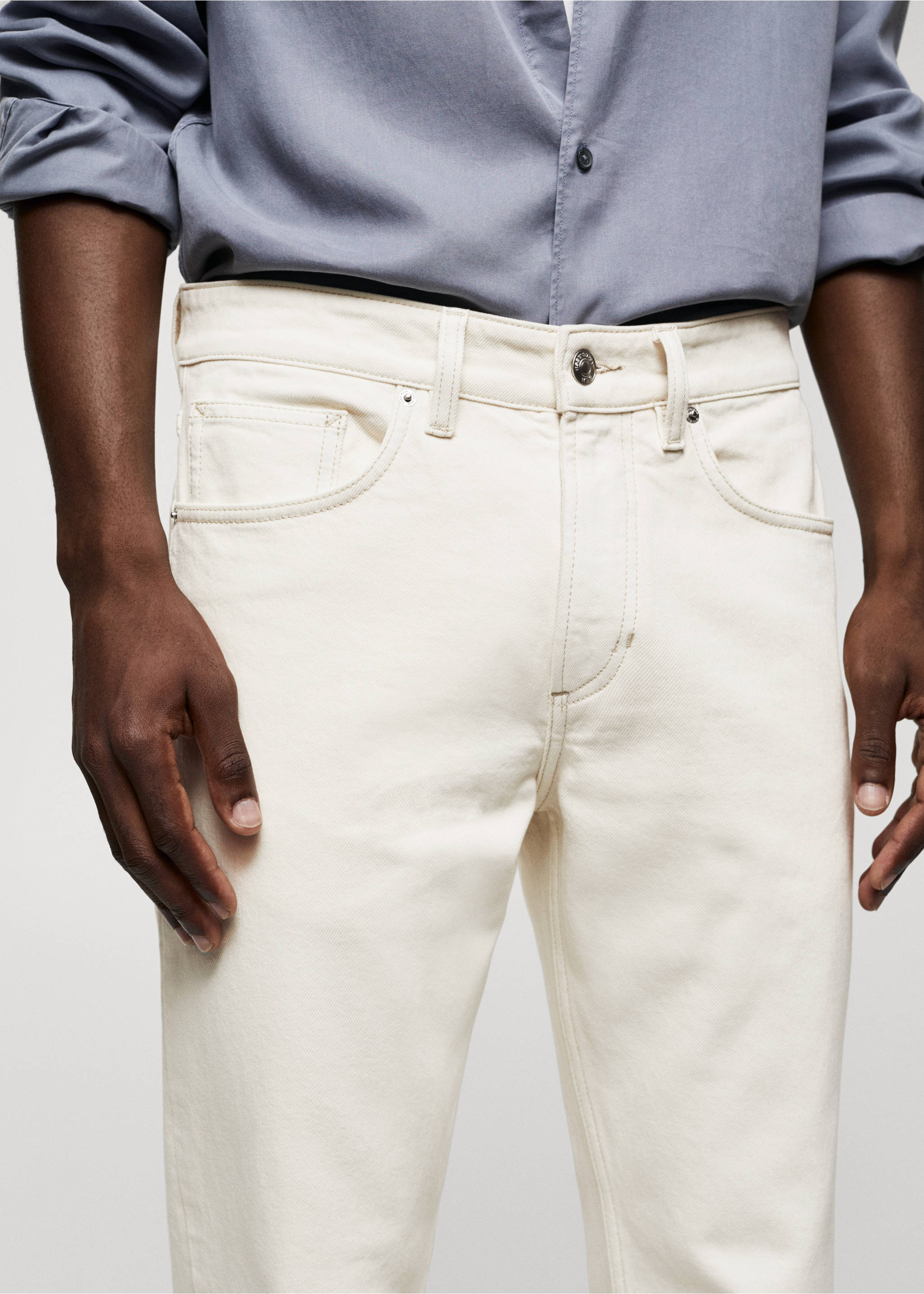 Jeans Ben tapered cropped - Detalle del artículo 1, Blanco roto. Ref: 57010699-00.