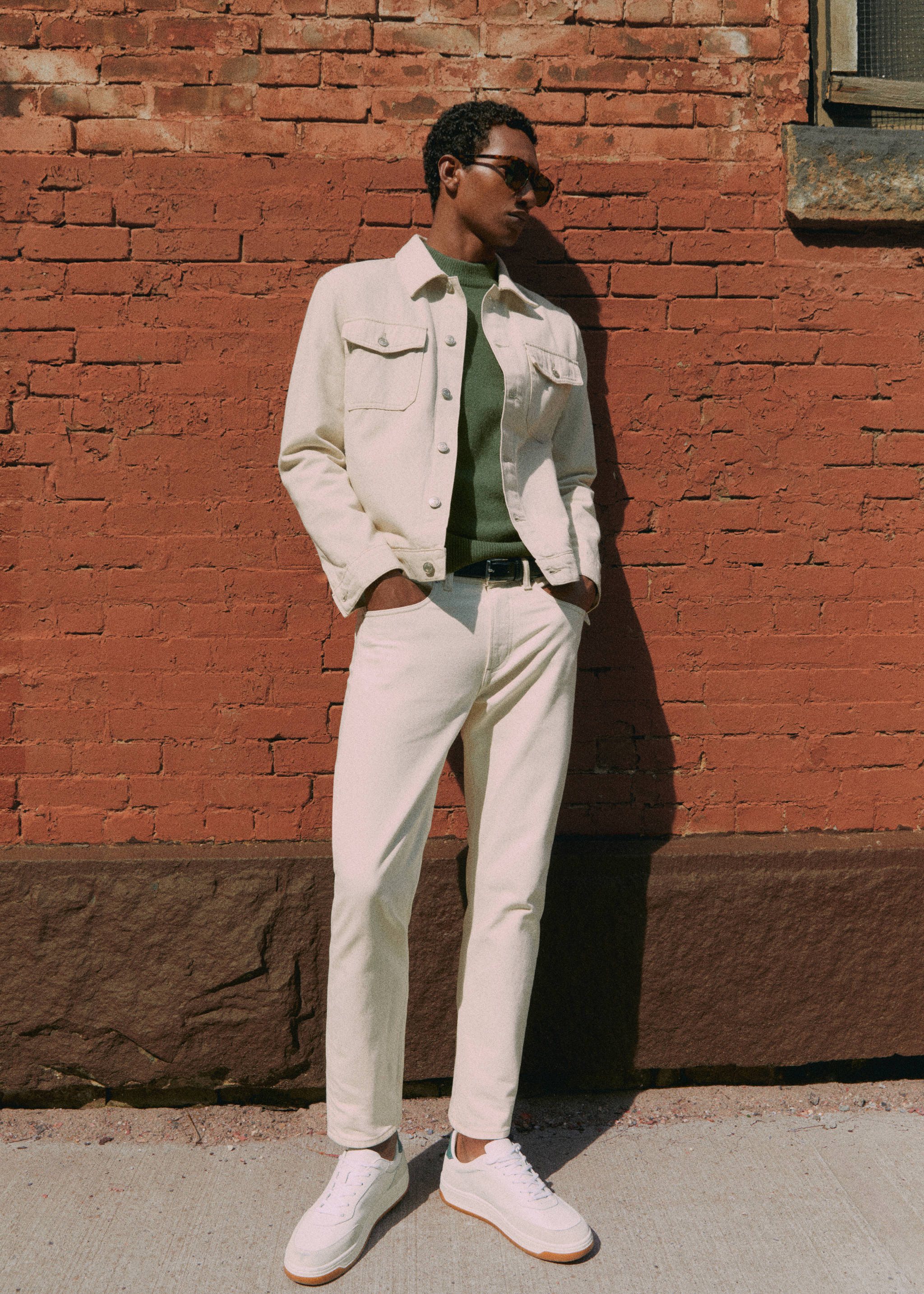 Jeans Ben tapered cropped - Detalle del artículo 5, Blanco roto. Ref: 57010699-00.