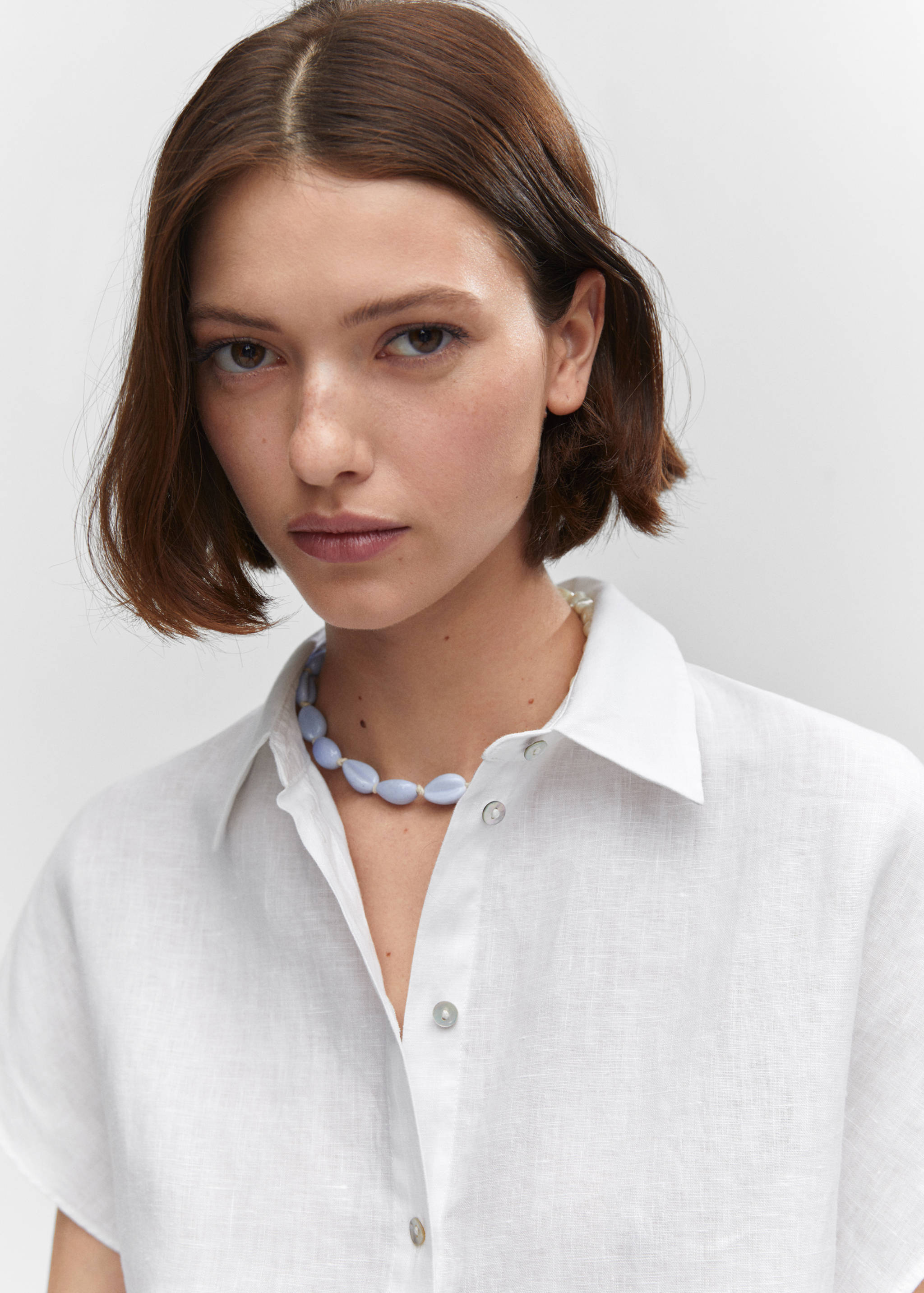 Short sleeve linen-blend shirt - Details of the article 1