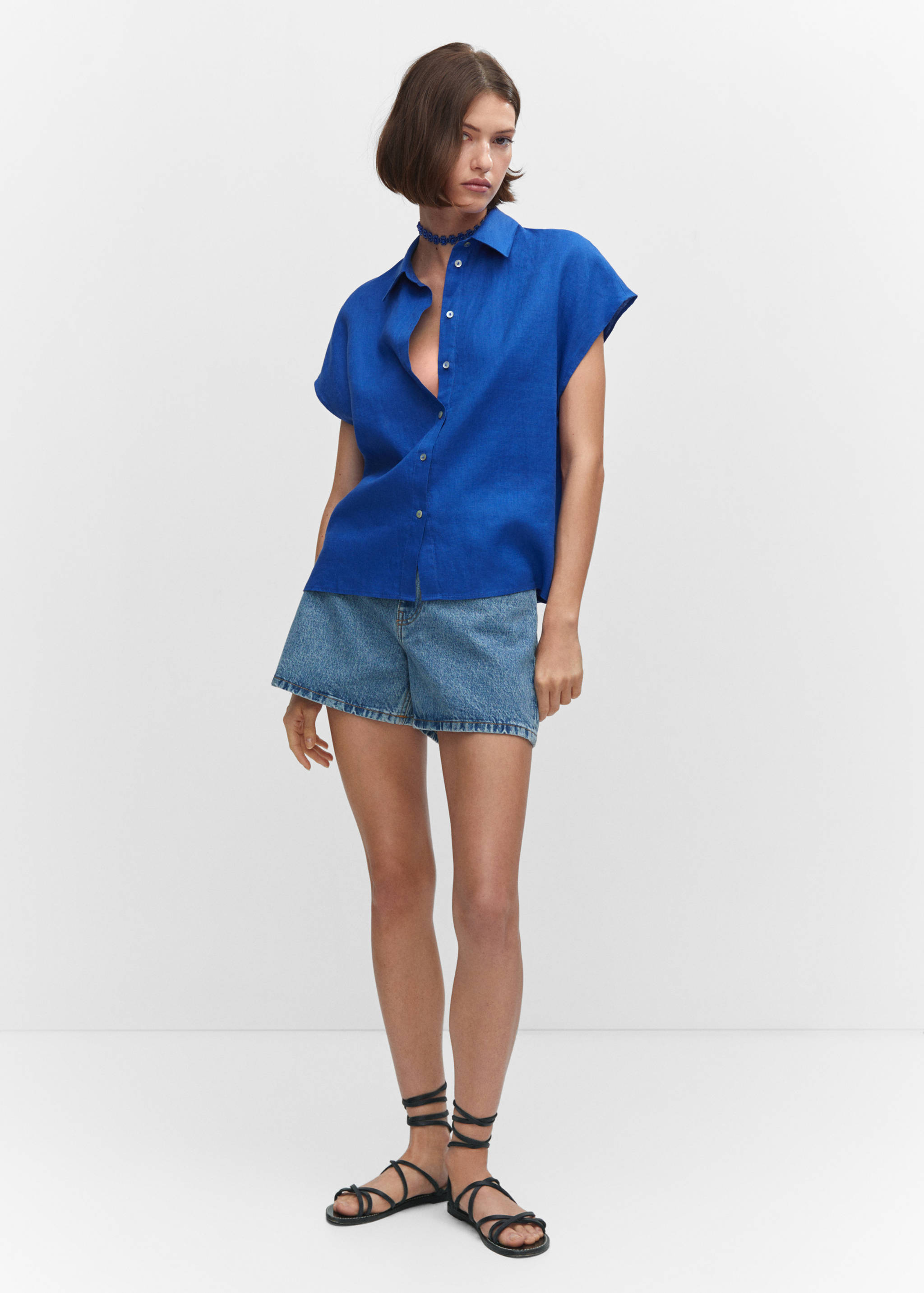 Short sleeve linen-blend shirt - General plane