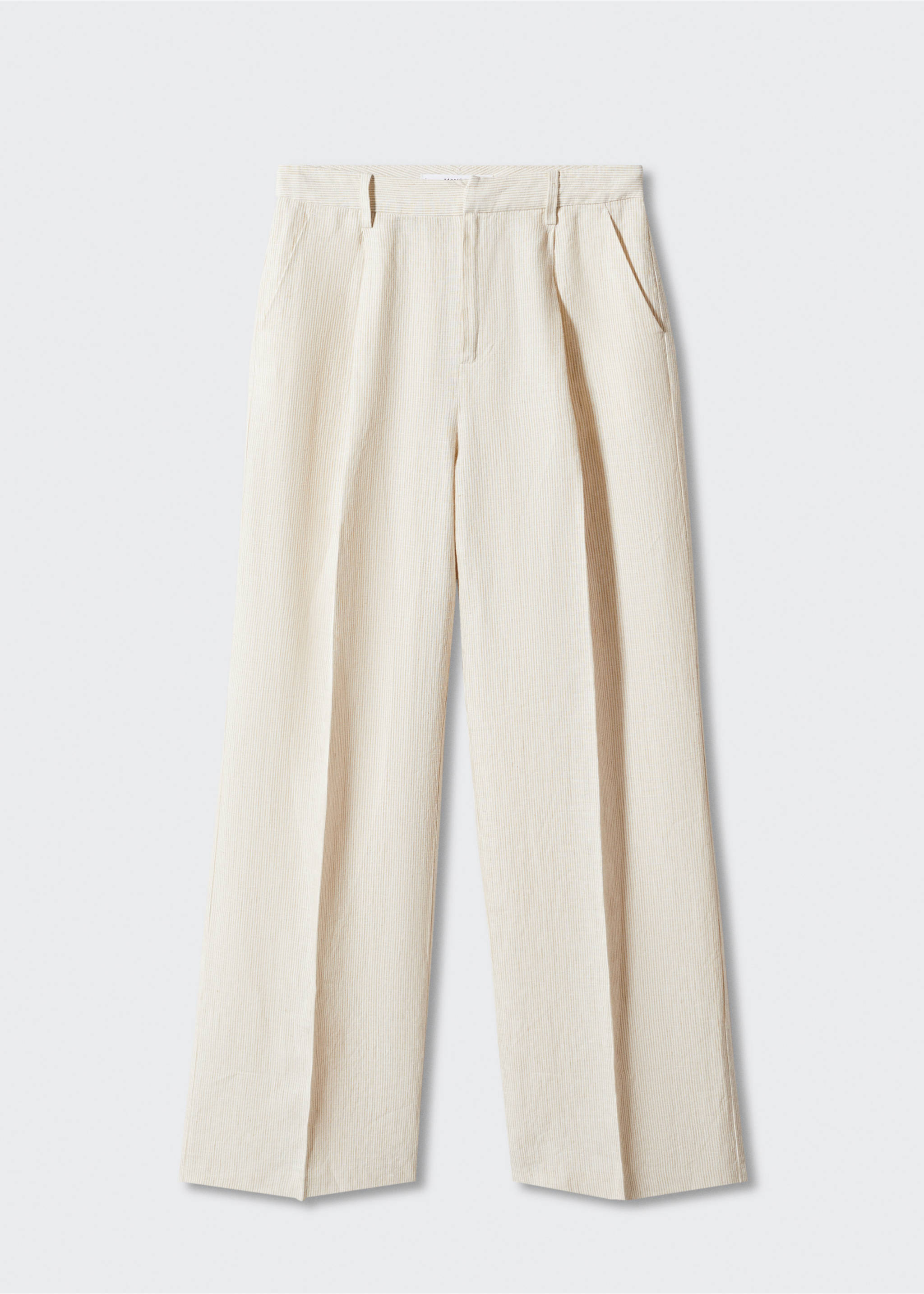 Straight linen-blend trousers - Article without model, Beige. Ref: 57010735-00.