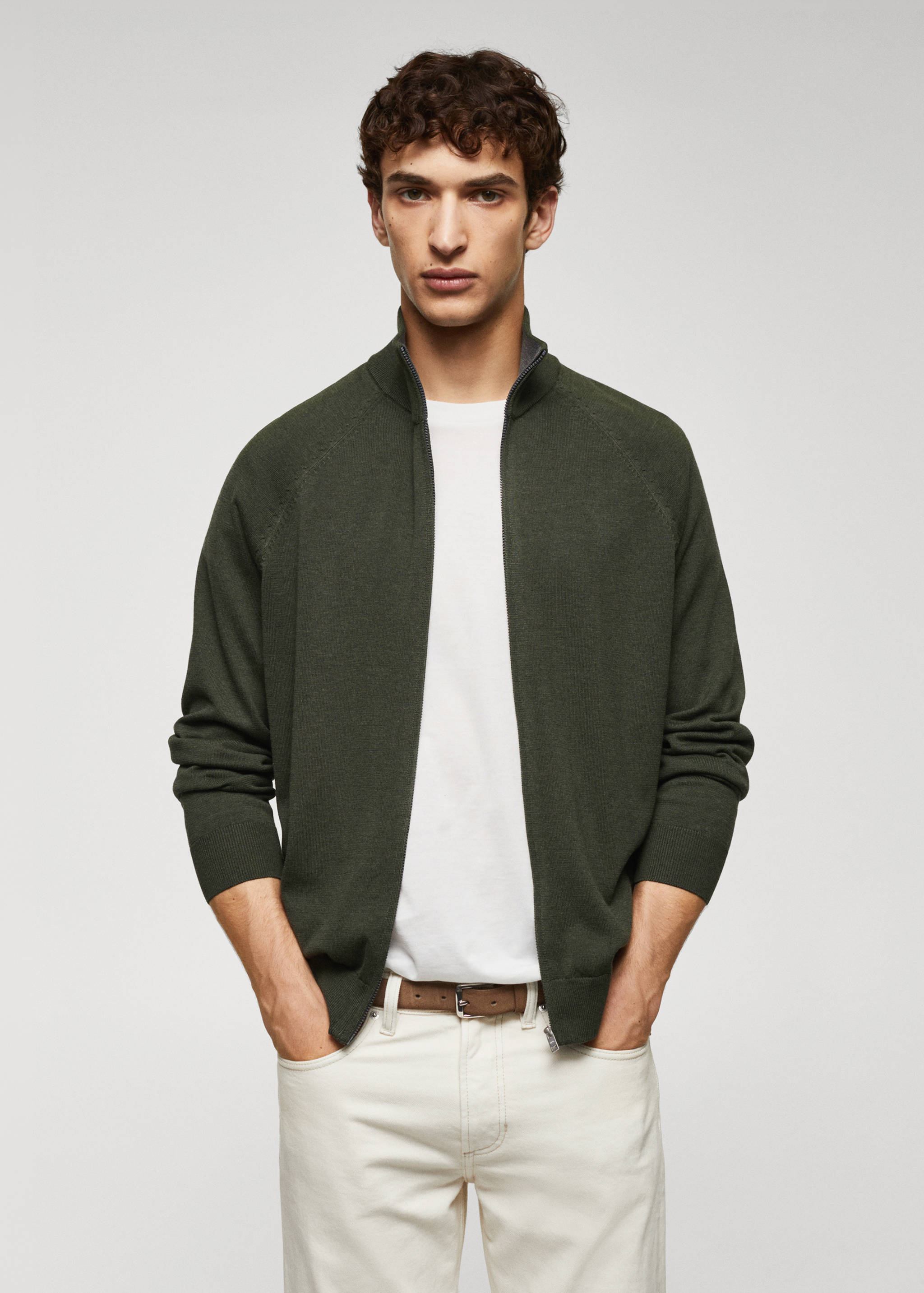 Cardigan coton zippé - Plan moyen