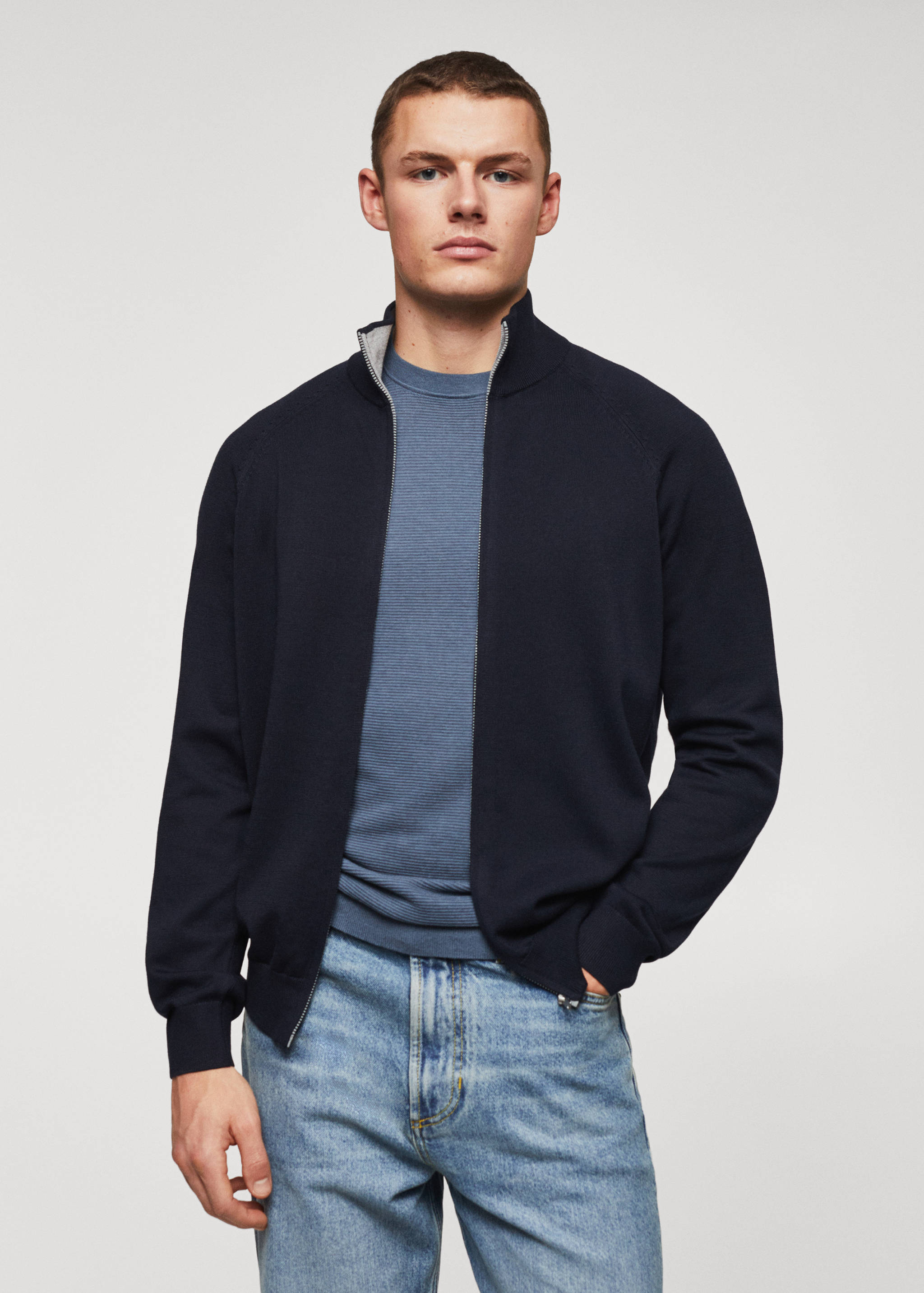 Cardigan coton zippé - Plan moyen