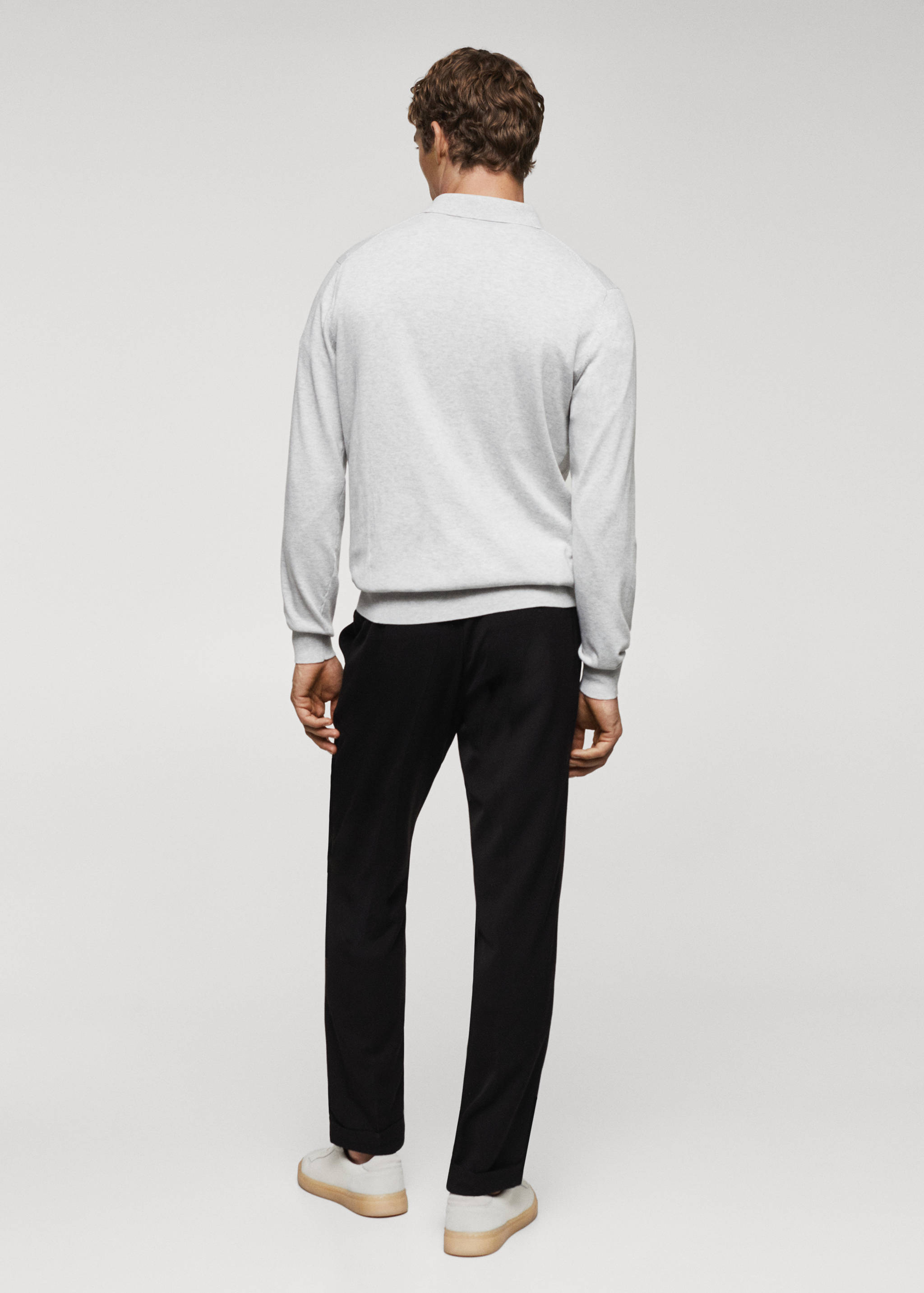 Long-sleeved cotton jersey polo shirt - Reverse of the article