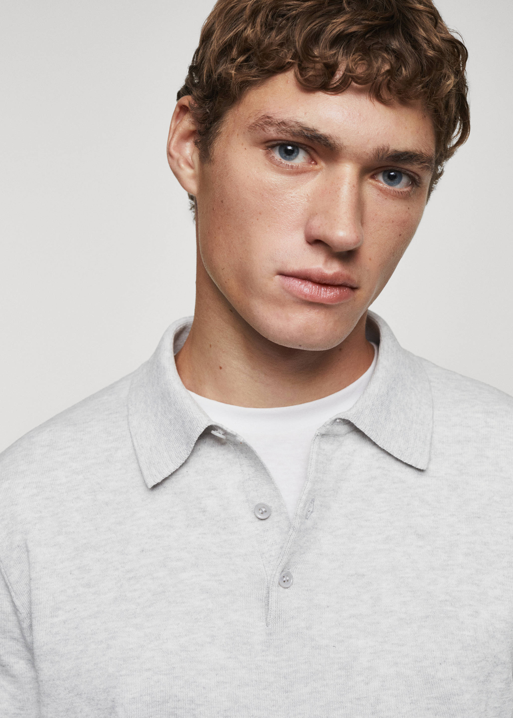 Long-sleeved cotton jersey polo shirt - Details of the article 1