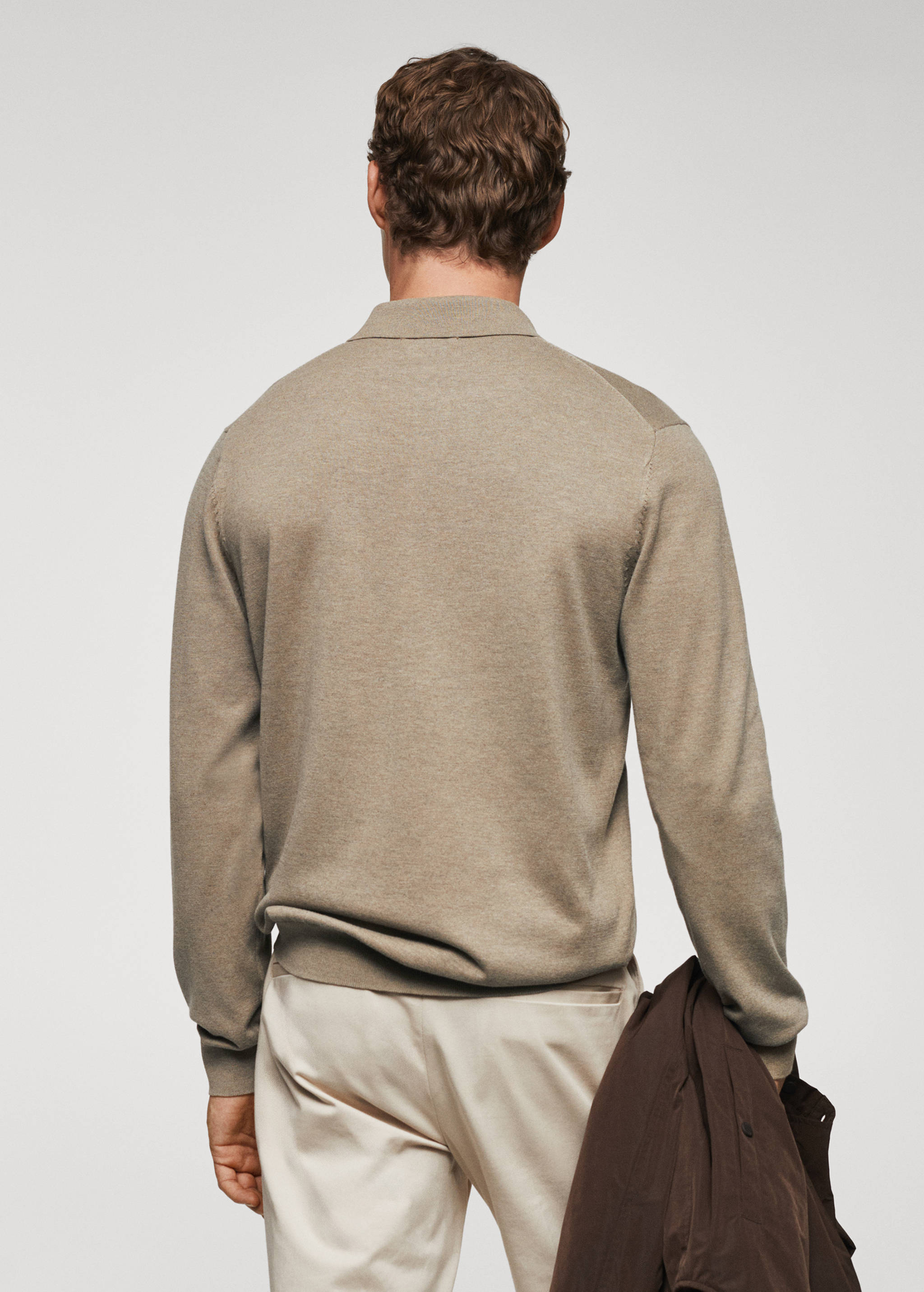 Long-sleeved cotton jersey polo shirt - Reverse of the article