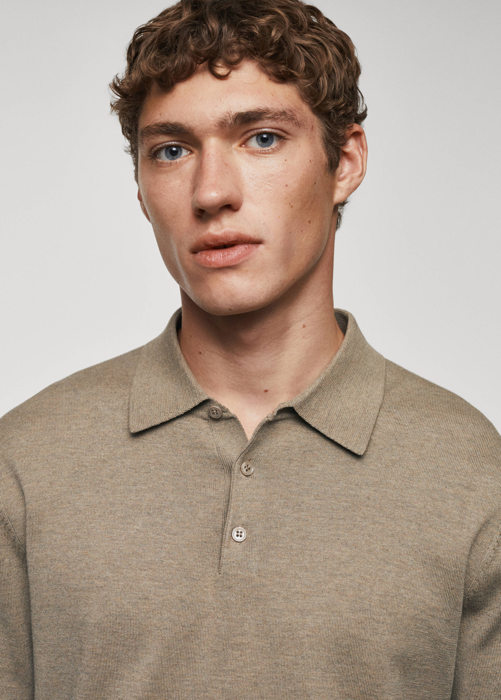 Long-sleeved cotton jersey polo shirt - Details of the article 1