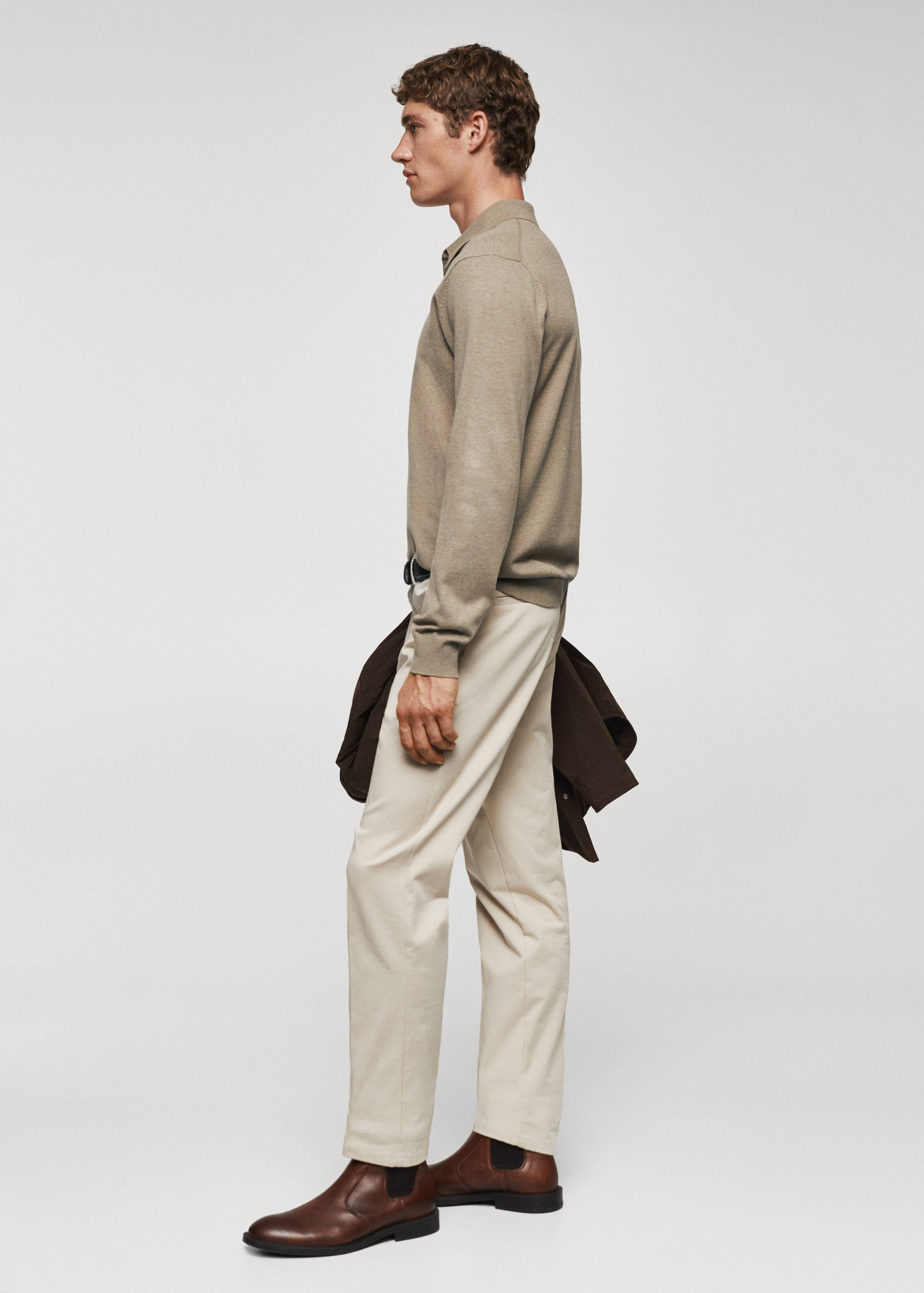 Long-sleeved cotton jersey polo shirt - Details of the article 2