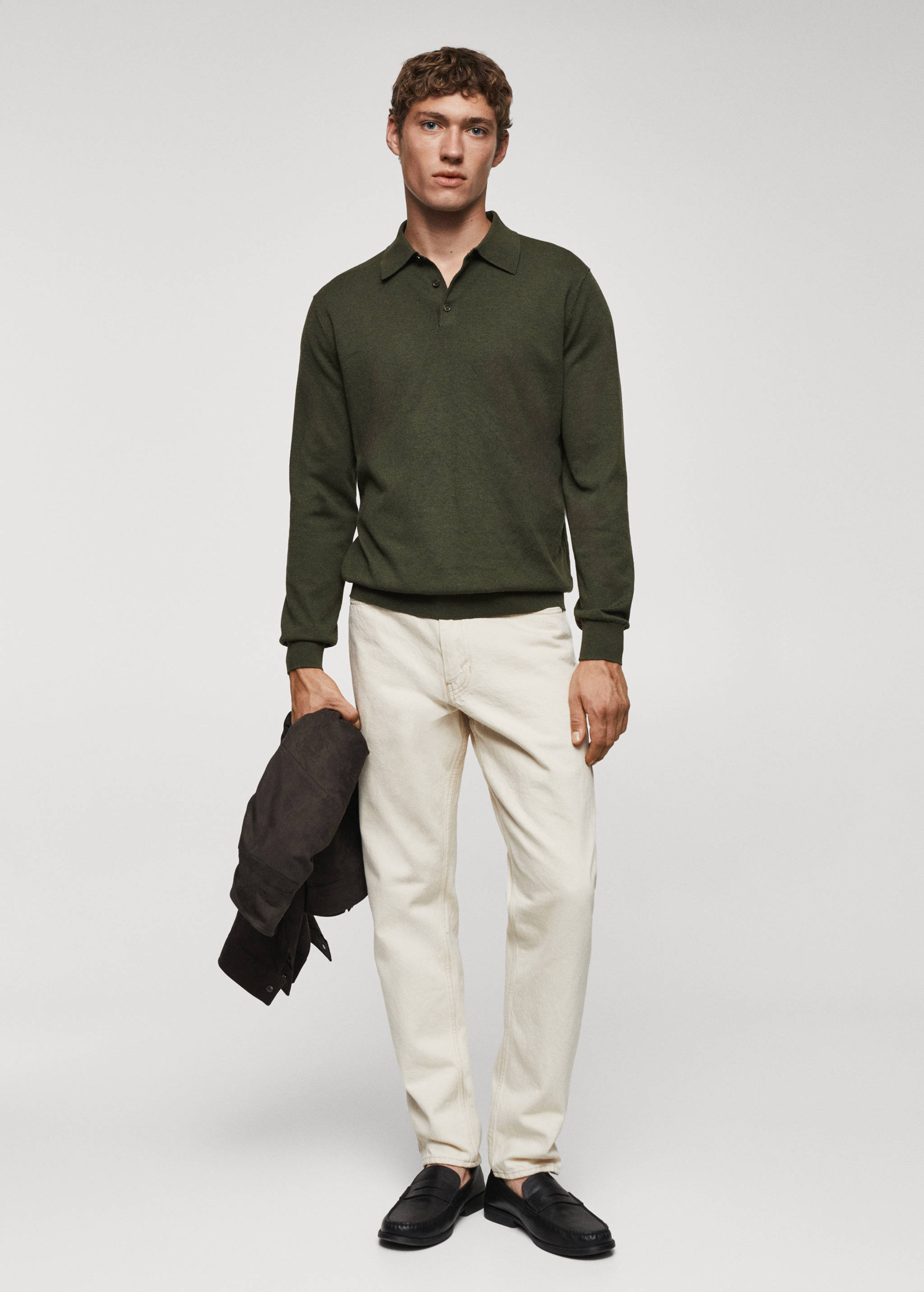 Long-sleeved cotton jersey polo shirt - General plane