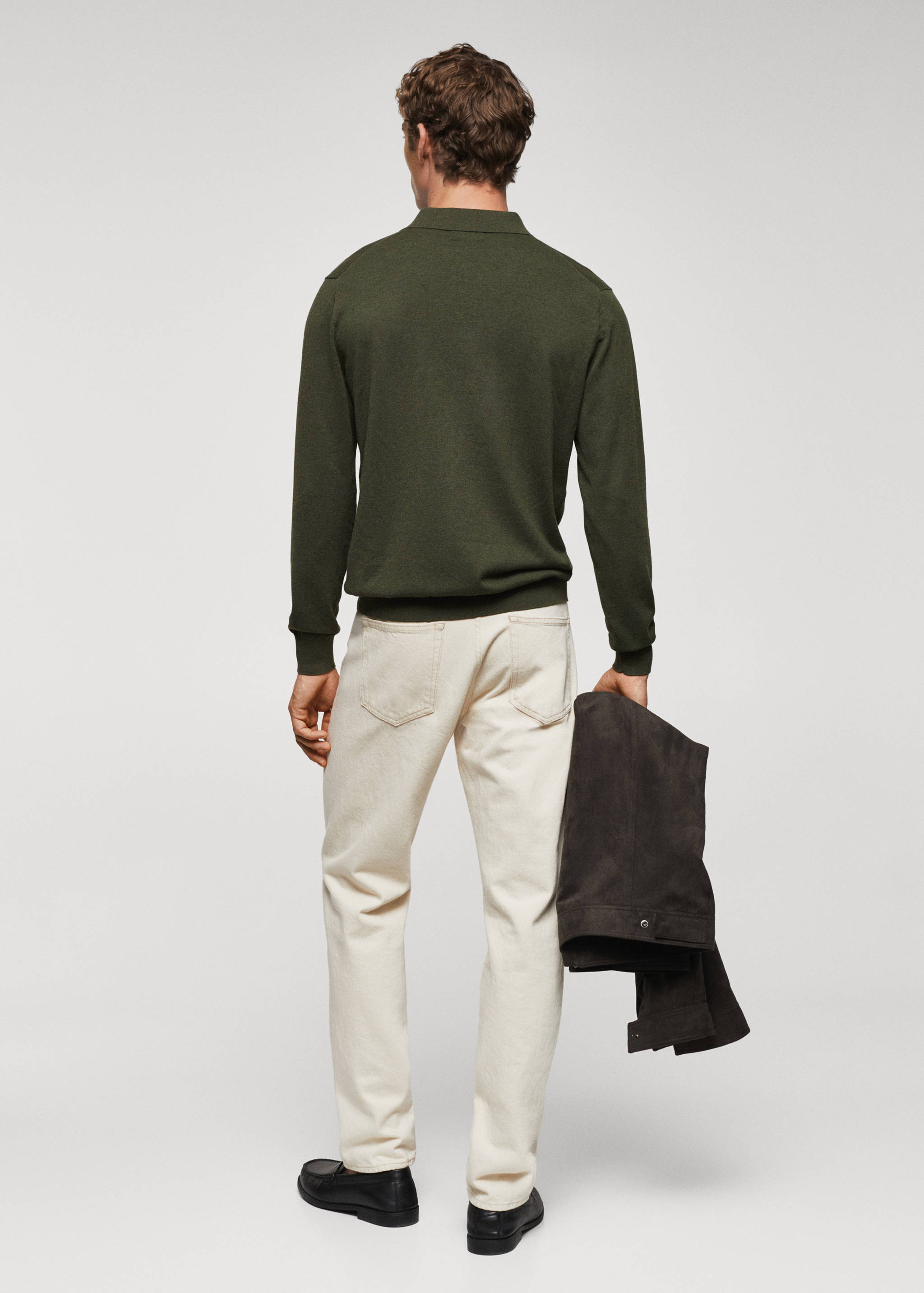 Long-sleeved cotton jersey polo shirt - Reverse of the article