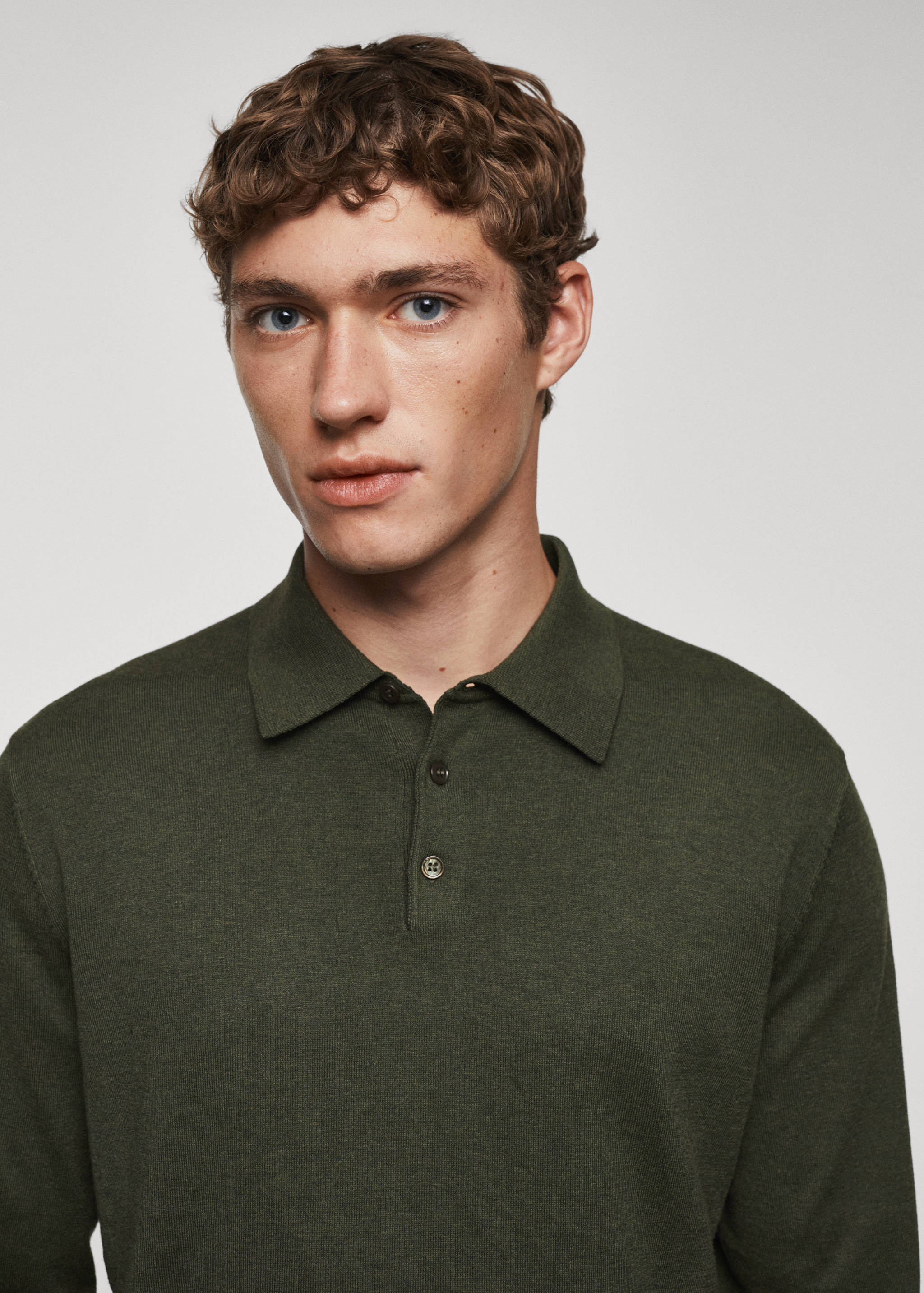 Long-sleeved cotton jersey polo shirt - Details of the article 1