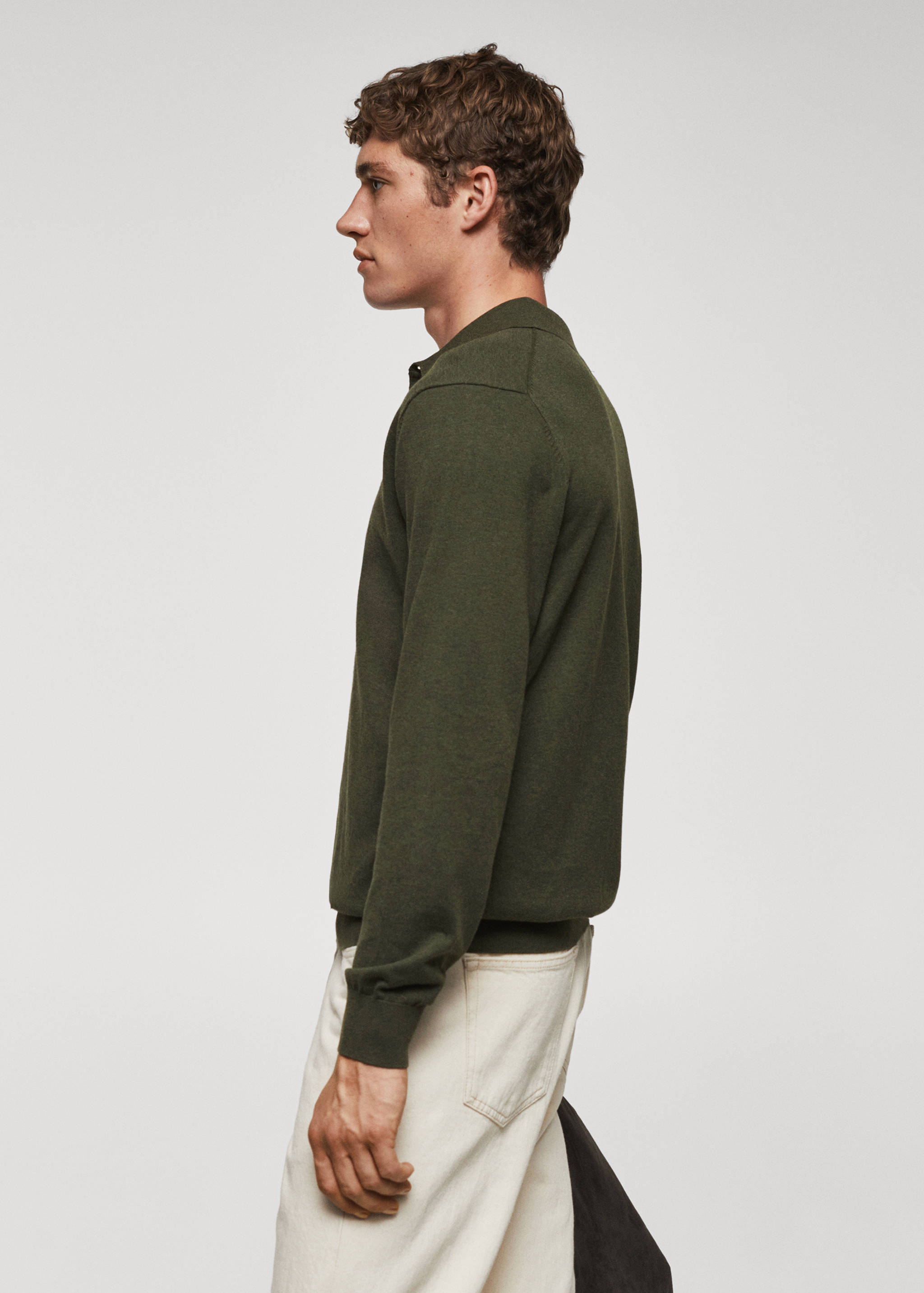 Long-sleeved cotton jersey polo shirt - Details of the article 2