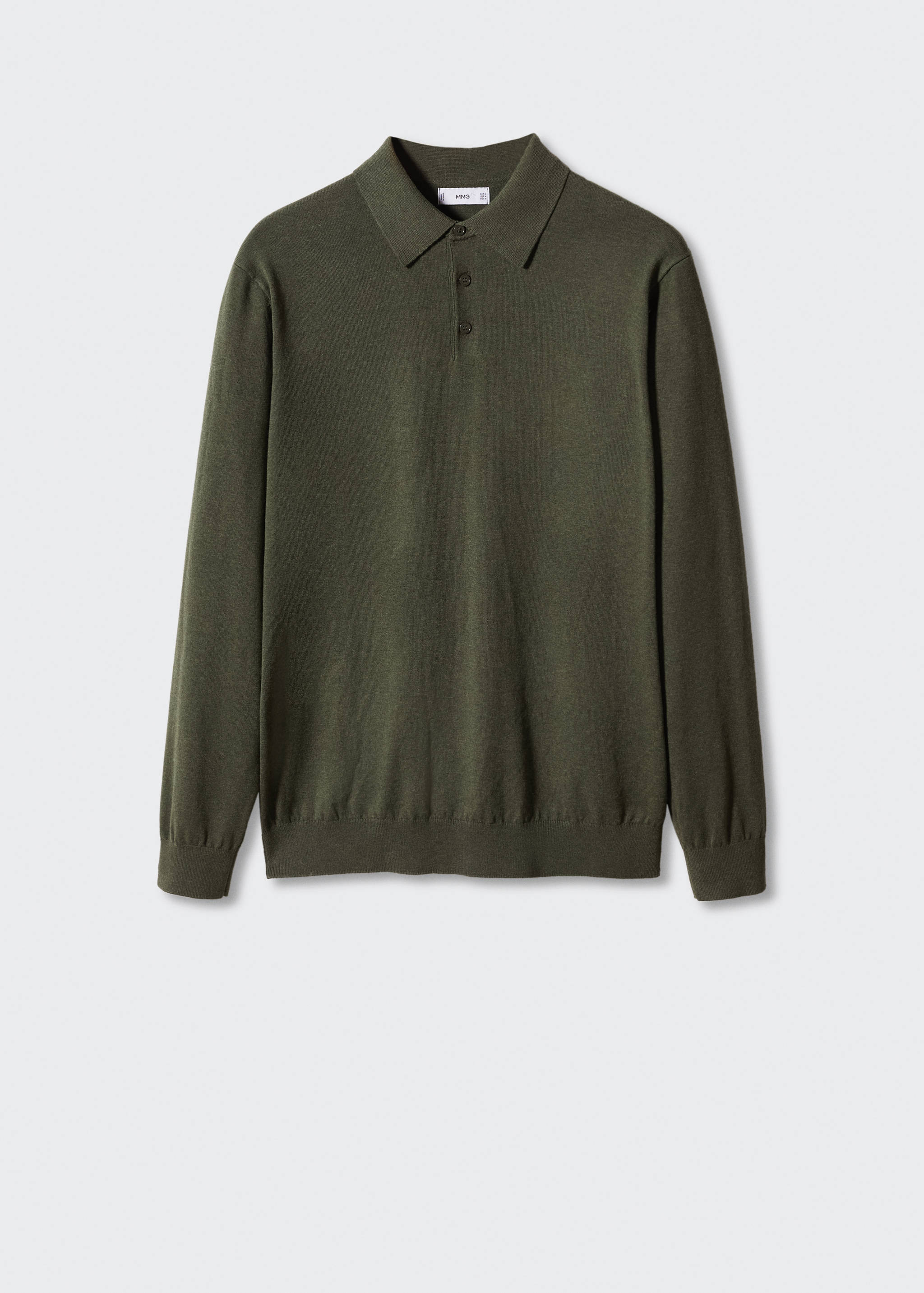 Long-sleeved cotton jersey polo shirt - Article without model