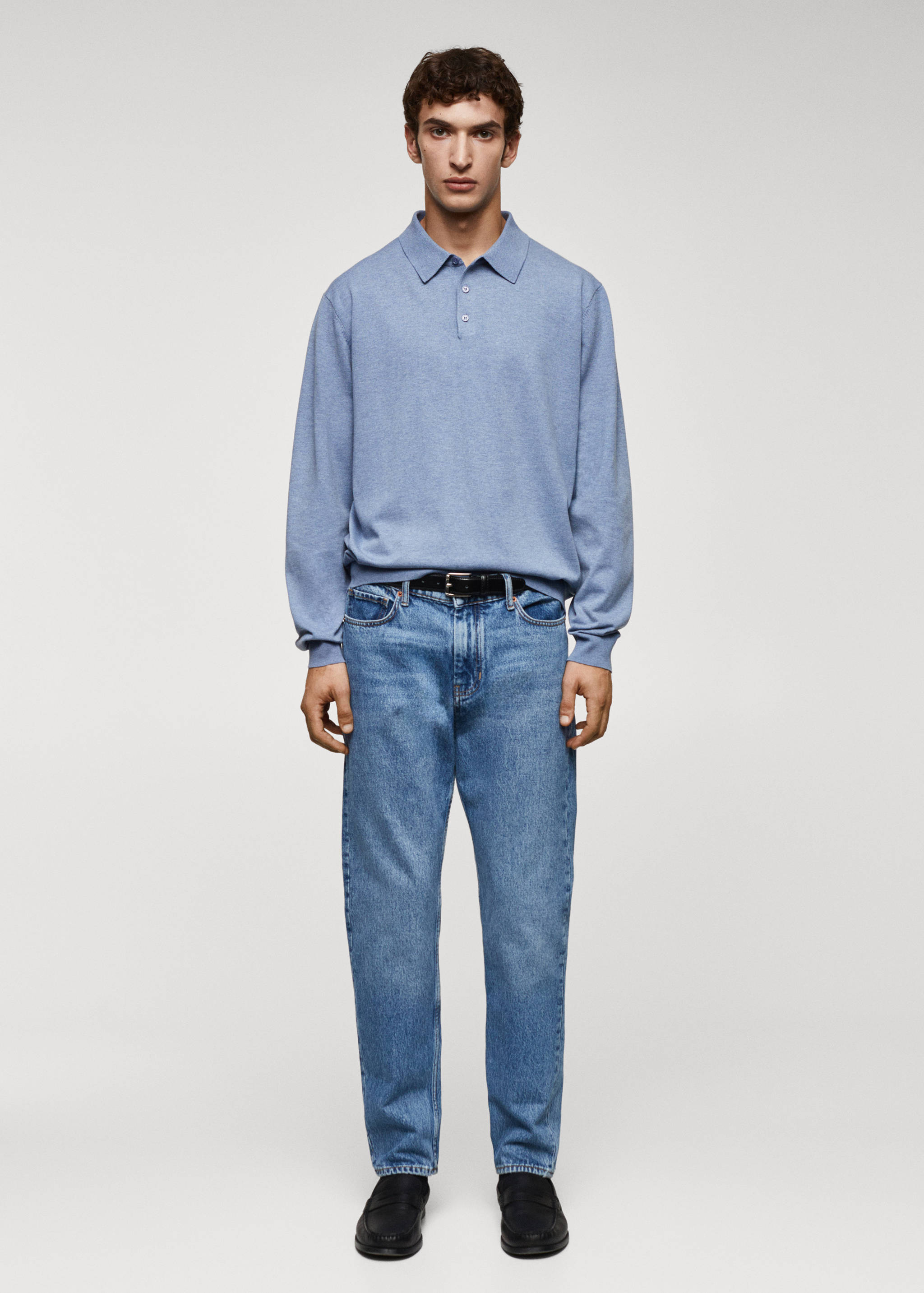 Long-sleeved cotton jersey polo shirt - General plane